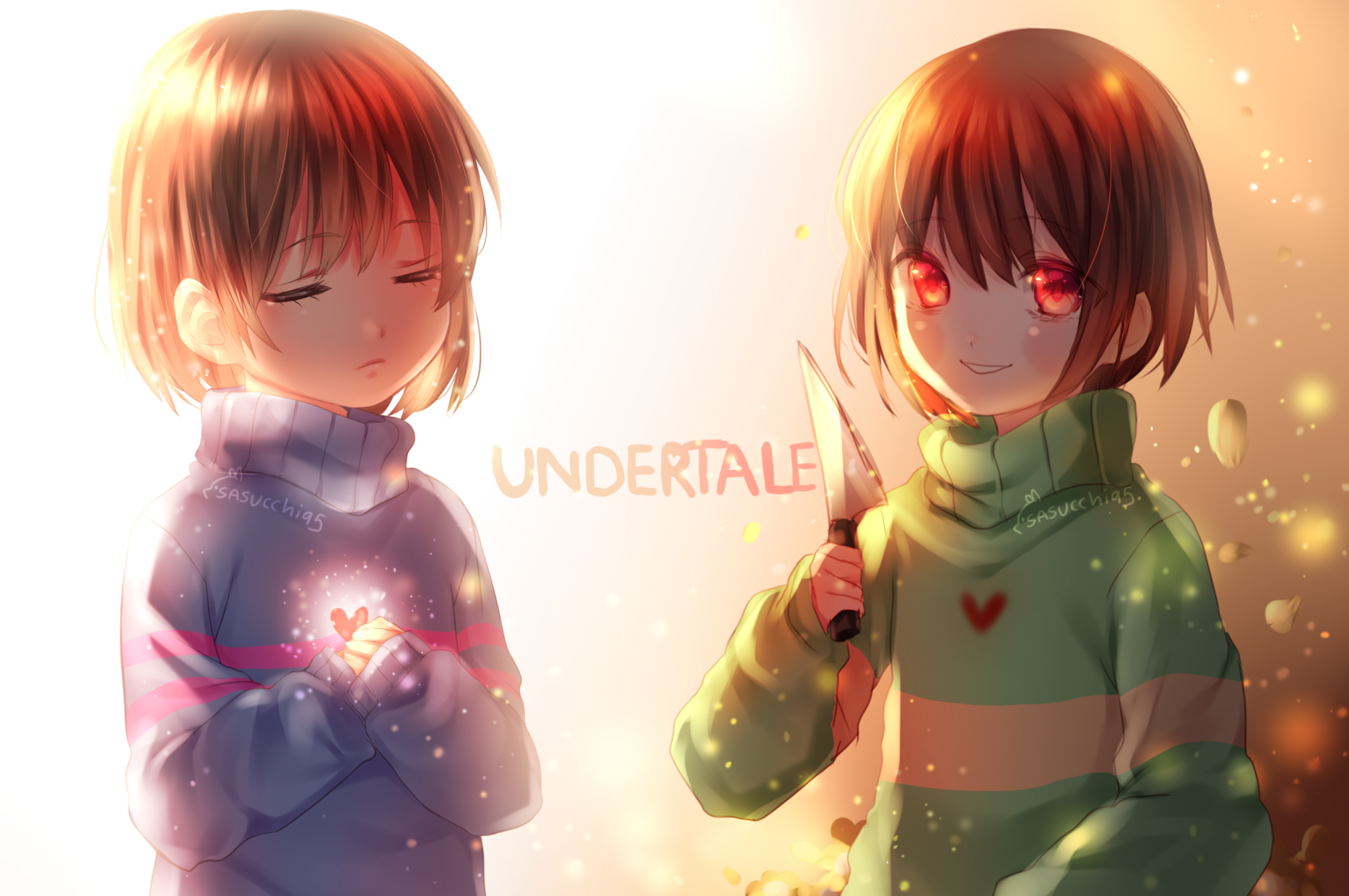 Download 2560x1700 Undertale, Frisk, Chara, Anime Style Wallpaper for Chromebook Pixel