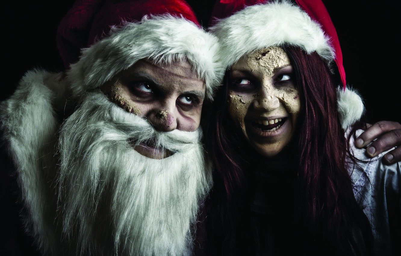 Wallpaper joy, zombies, maiden, Santa Claus, caps, evil santa image for desktop, section новый год