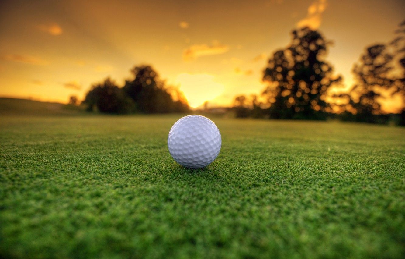 Wallpaper Grass, Landscape, Golf Ball, Sun Dawn image for desktop, section спорт