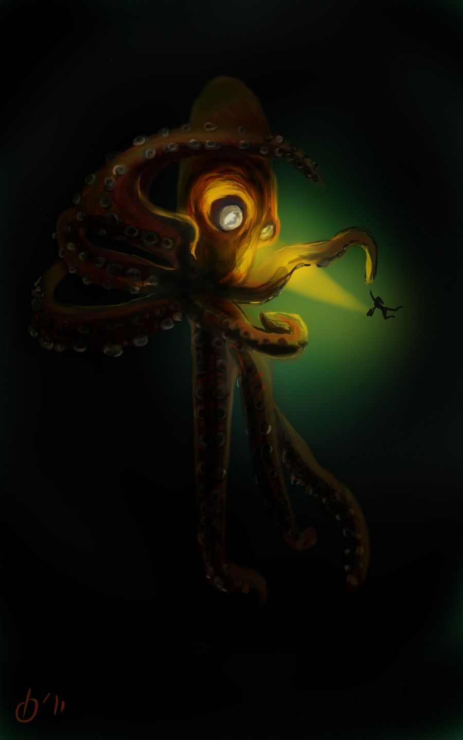 Picture Fantasy Underwater world monster Octopus 900x1440