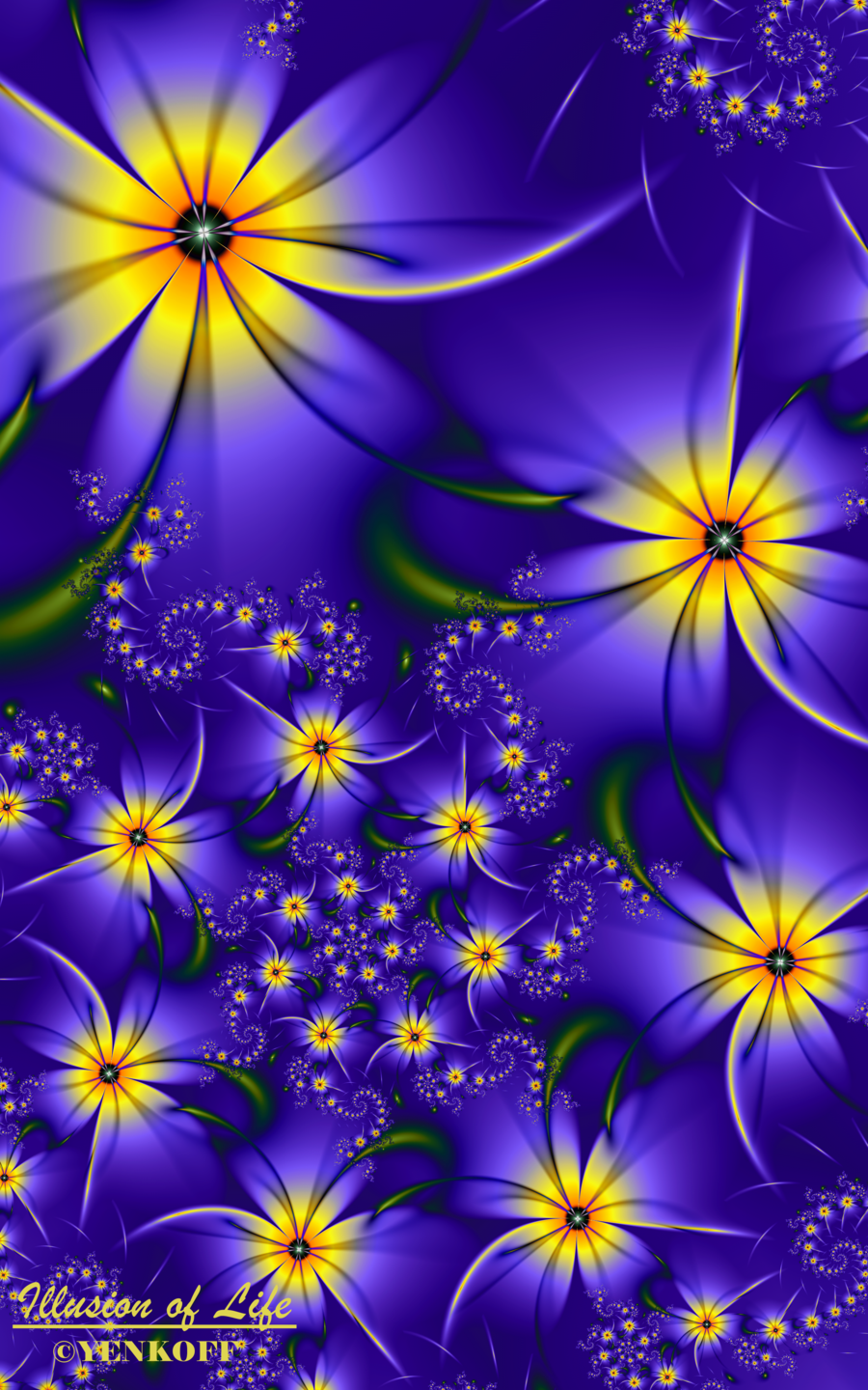 Illusion of Life. Monochromatic art, Beautiful wallpaper background, Blue flower wallpaper