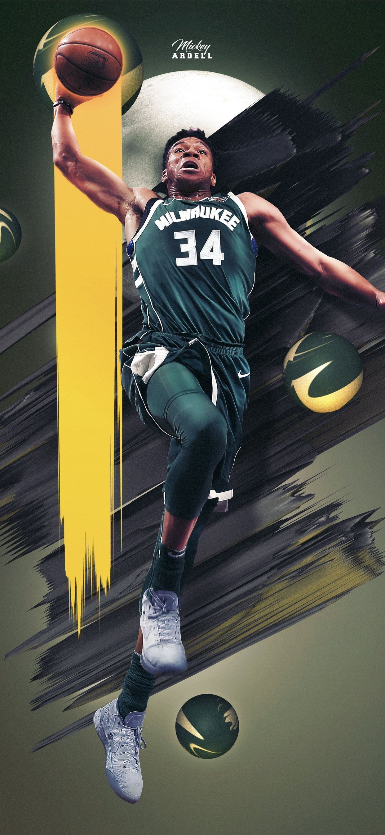 Giannis Milwaukee Bucks NBA Art wmcskills iPhone 11 Wallpaper Free Download