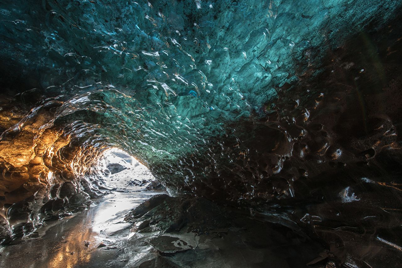 Wallpaper Iceland Glacier Ice caves Nature