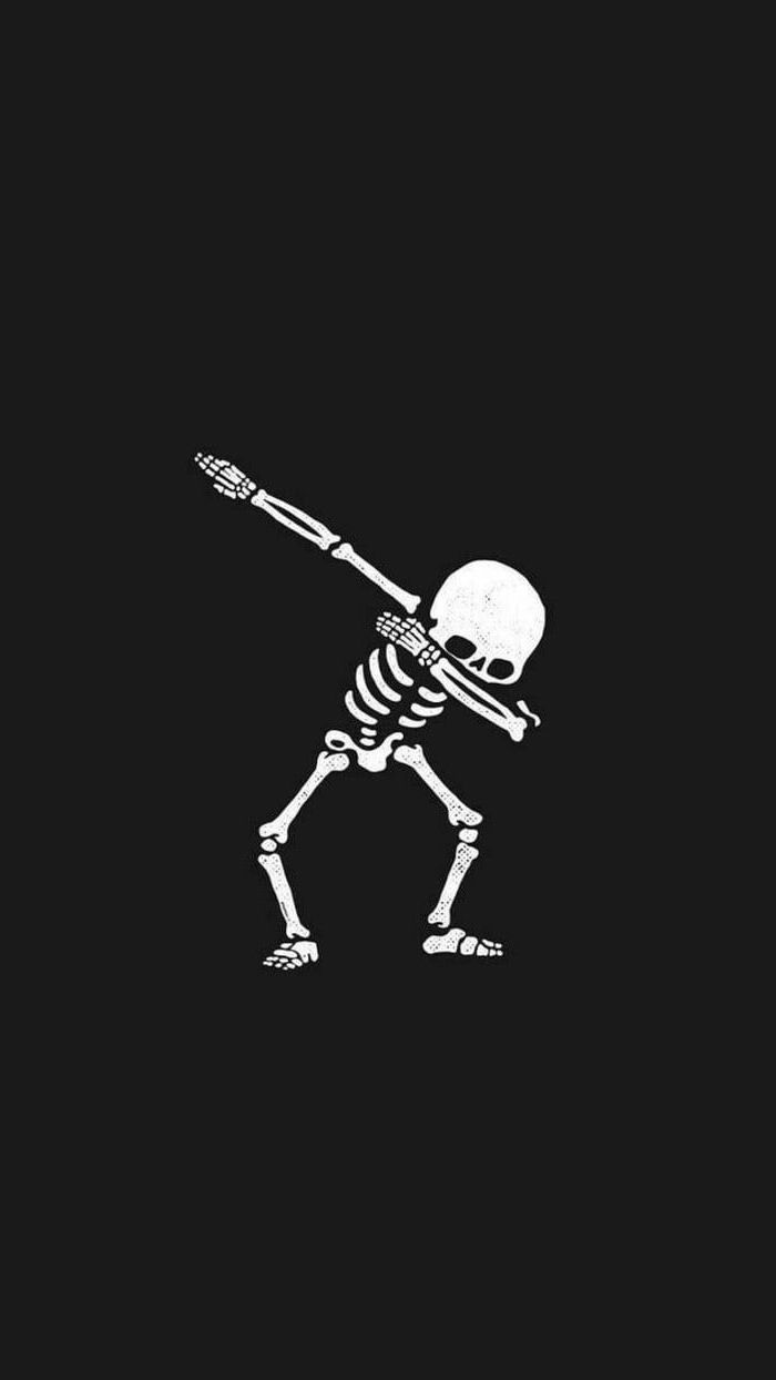 White Skeleton Dabbing Drawing Background For Girls Black Background. Cute Background For Phones, Cute Background, Best Iphone Wallpaper