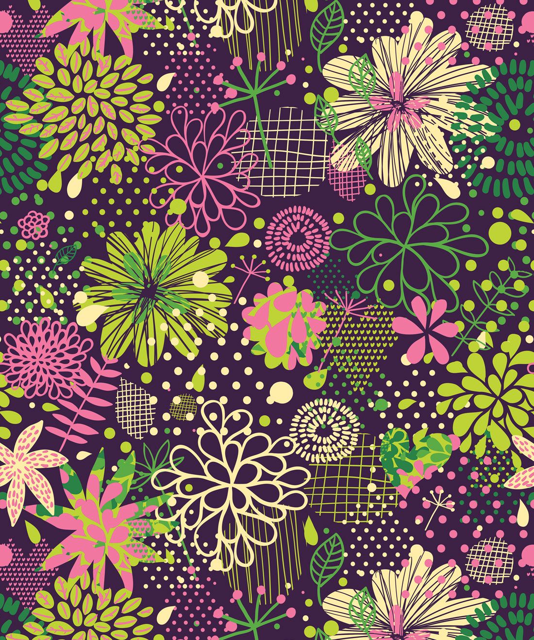 Neon Flowers Wallpaper, Bright, Funky & Totally Fun