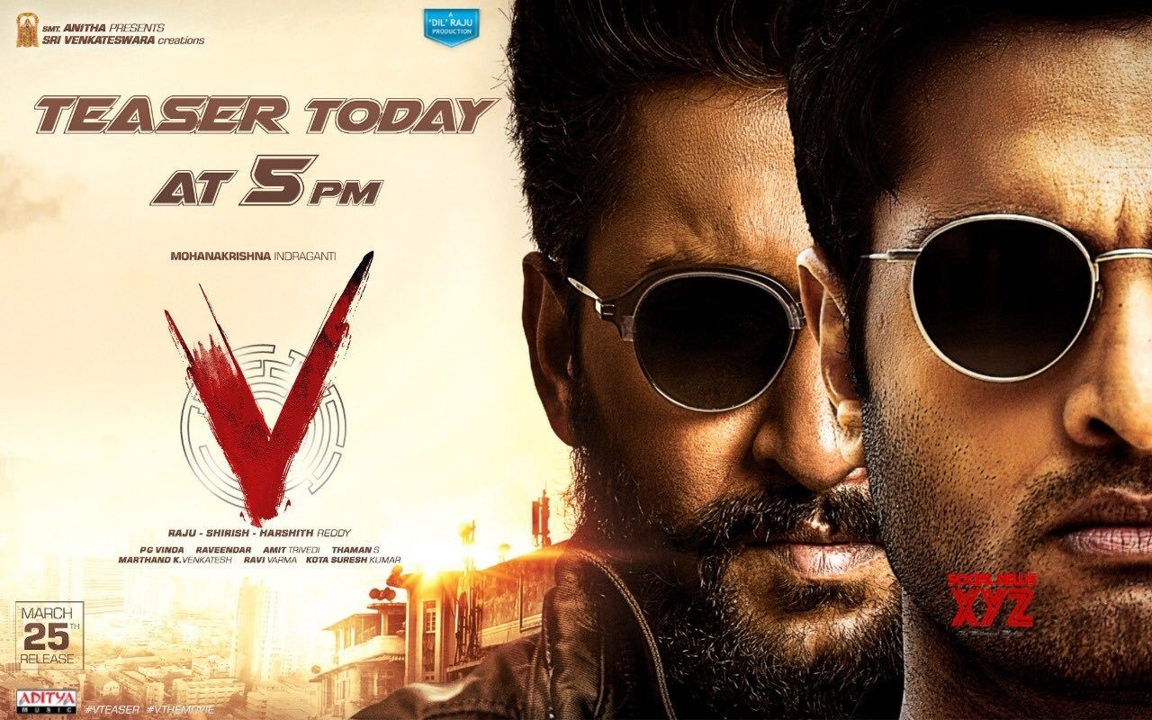 Nani And Sudheer Babu's V Movie Teaser On Today At 5 PM Poster News XYZ