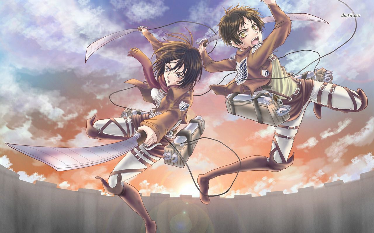 Eren Yeager and Mikasa Ackerman on Titan HD wallpaper. Attack on titan anime, Attack on titan, Anime