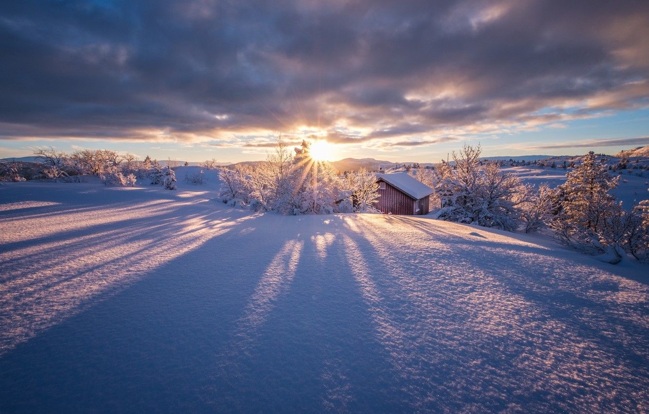 Wallpapers the sky, the sun, clouds, snow, Norway, winter is coming image for desktop, section пейзажи