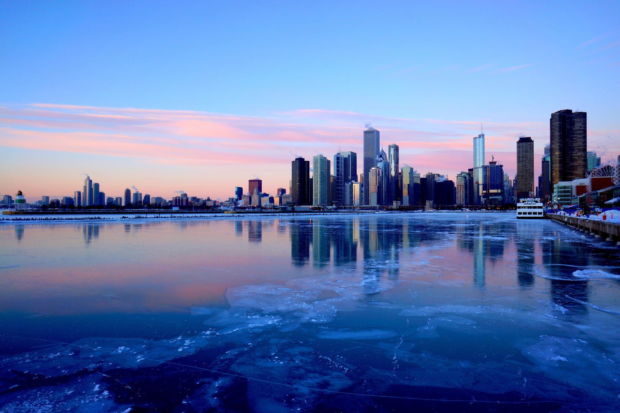 Chicago Winter Skyline HD Wallpaper & Background Download
