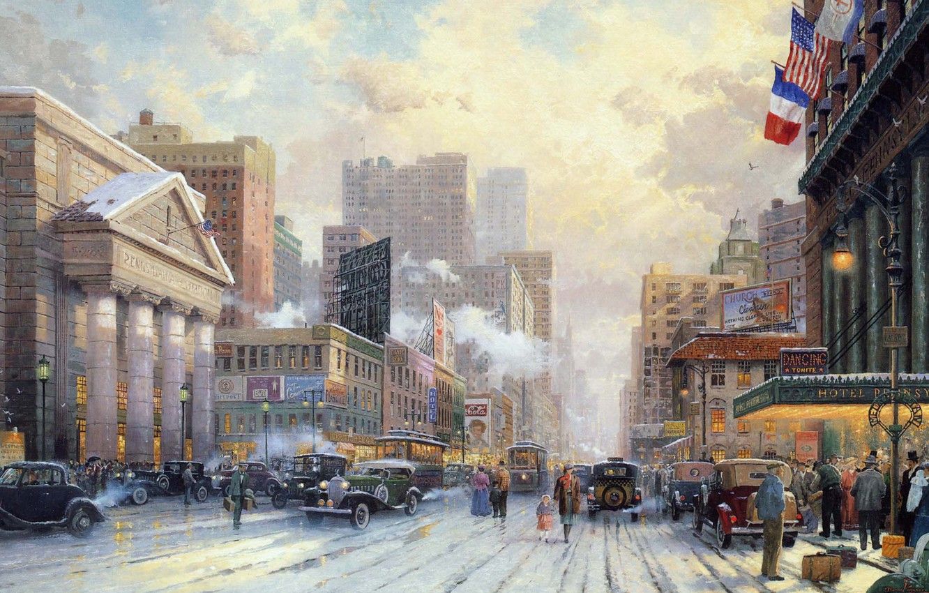 Photo Wallpaper Winter, Snow, Machine, City, The City, New York Painting