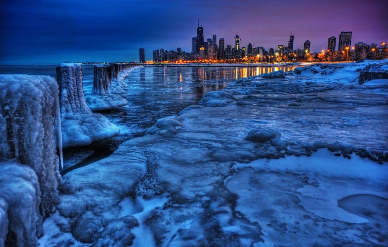 Wallpaper winter, landscape, the city, view, ice image for desktop, section город