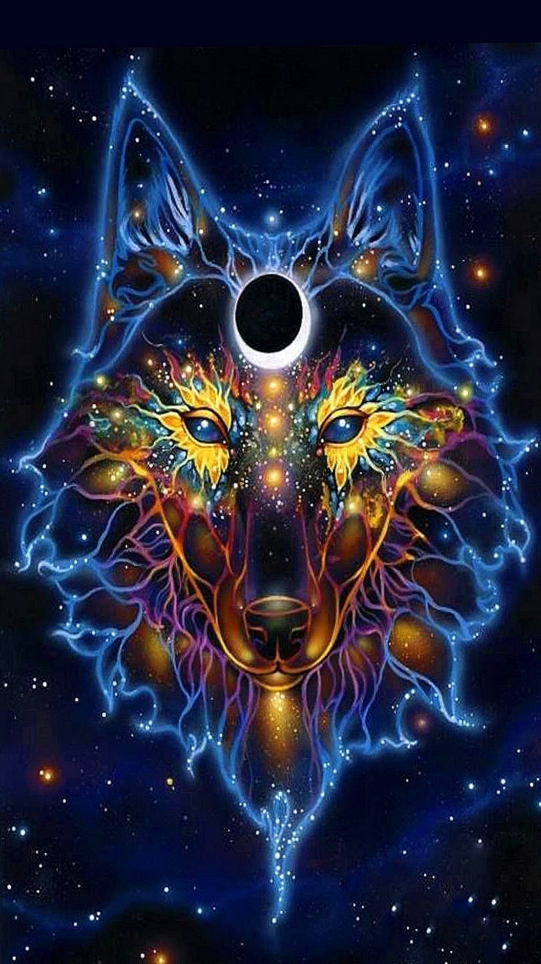 Blue Fire Wolf Wallpaper