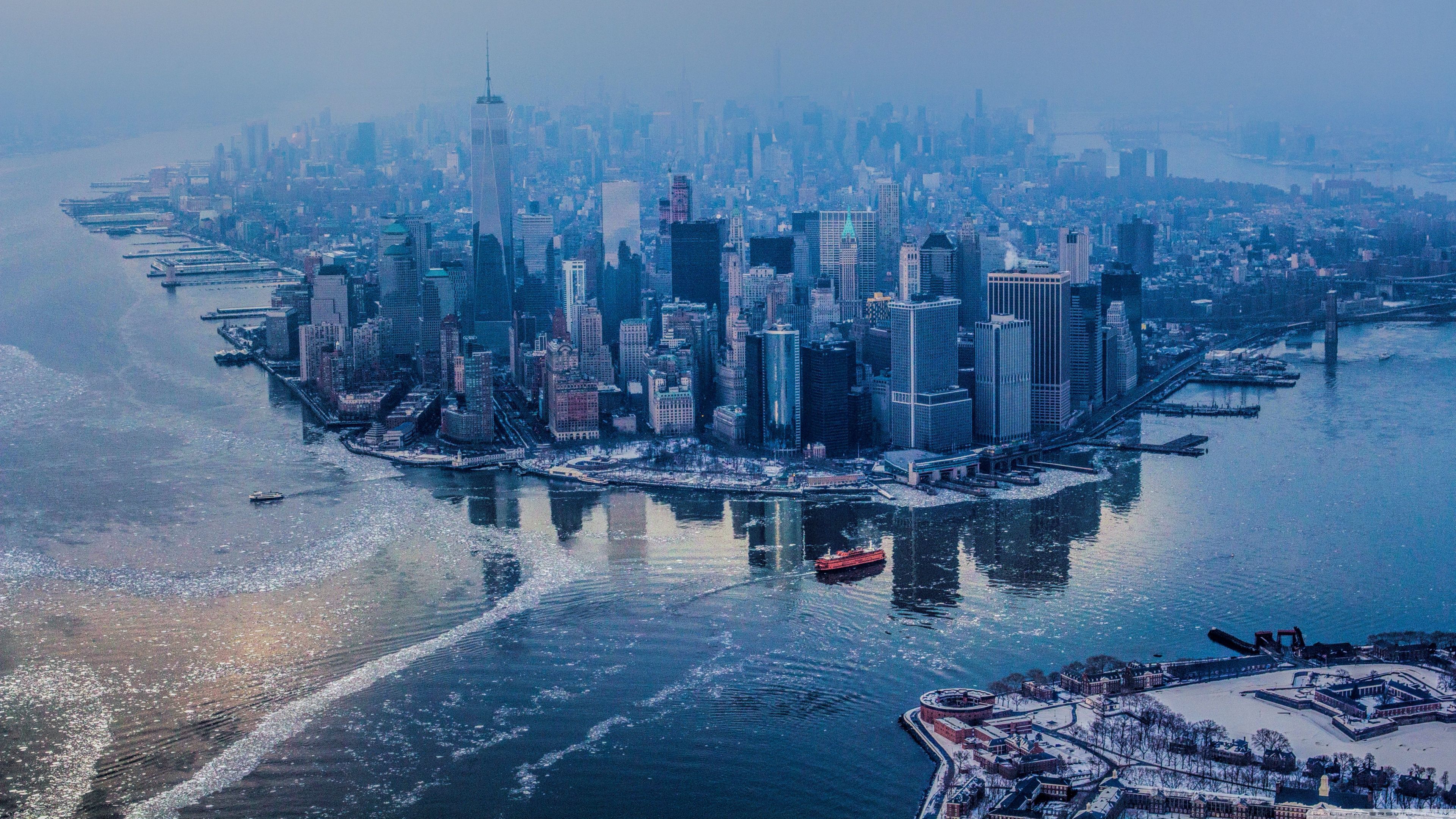 New York City Aerial View [3840 x 2160]. New york city image, New york wallpaper, Manhattan new york