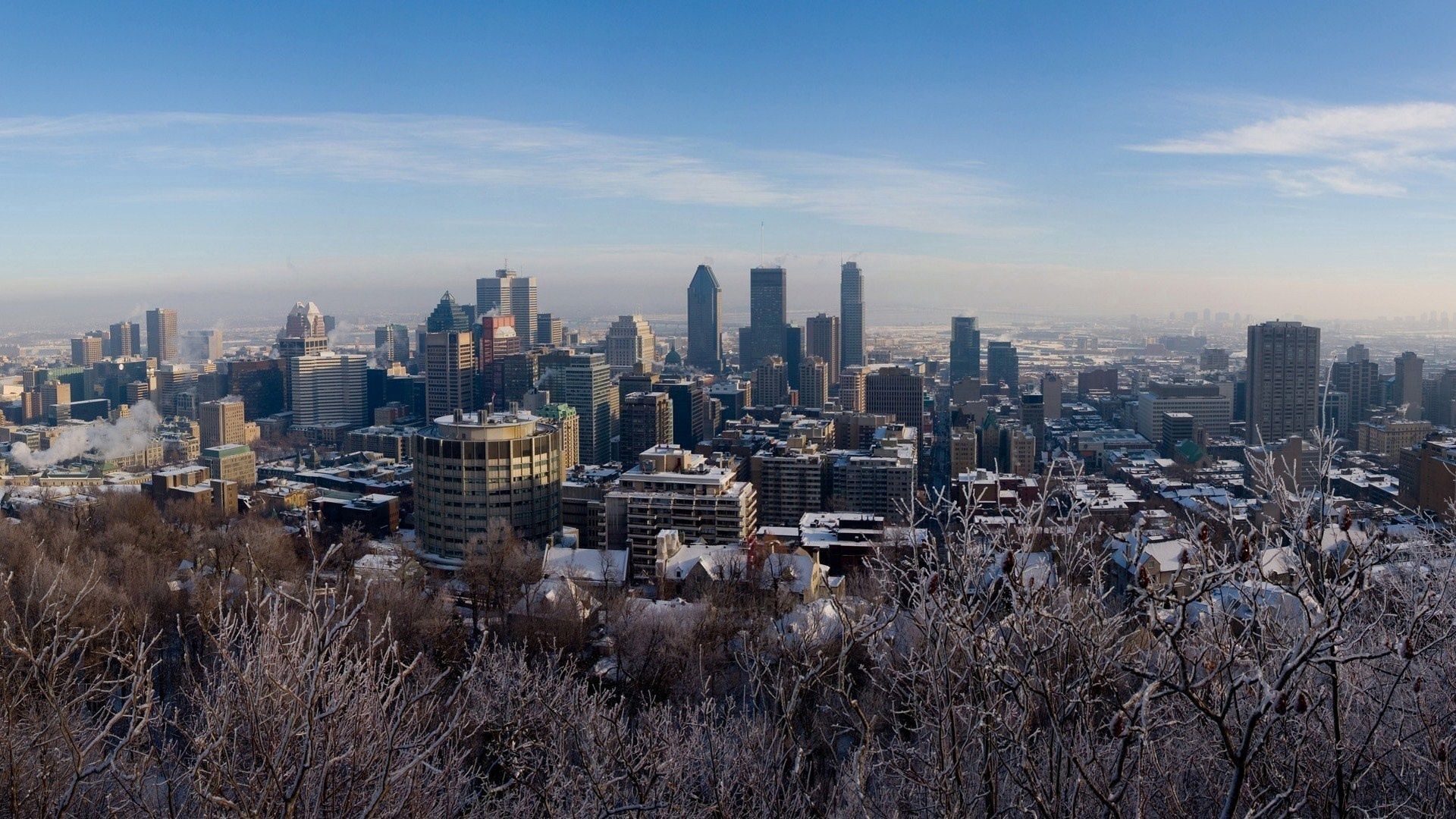 Download wallpaper 1920x1080 winter, montreal, canada, snow, trees HD background