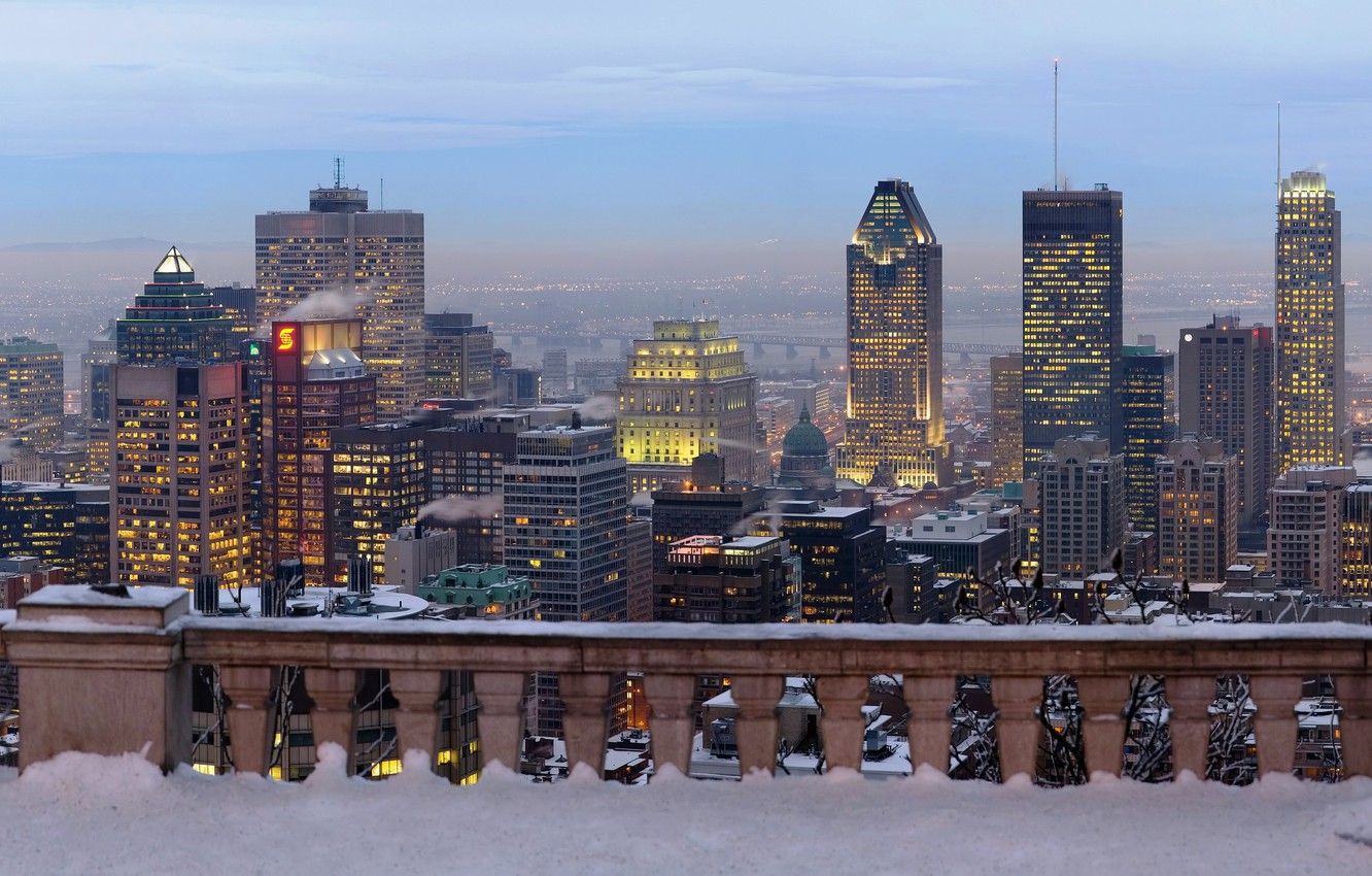 Wallpaper winter, the city, skyscrapers, panorama, Canada, skyscrapers, Montreal image for desktop, section город