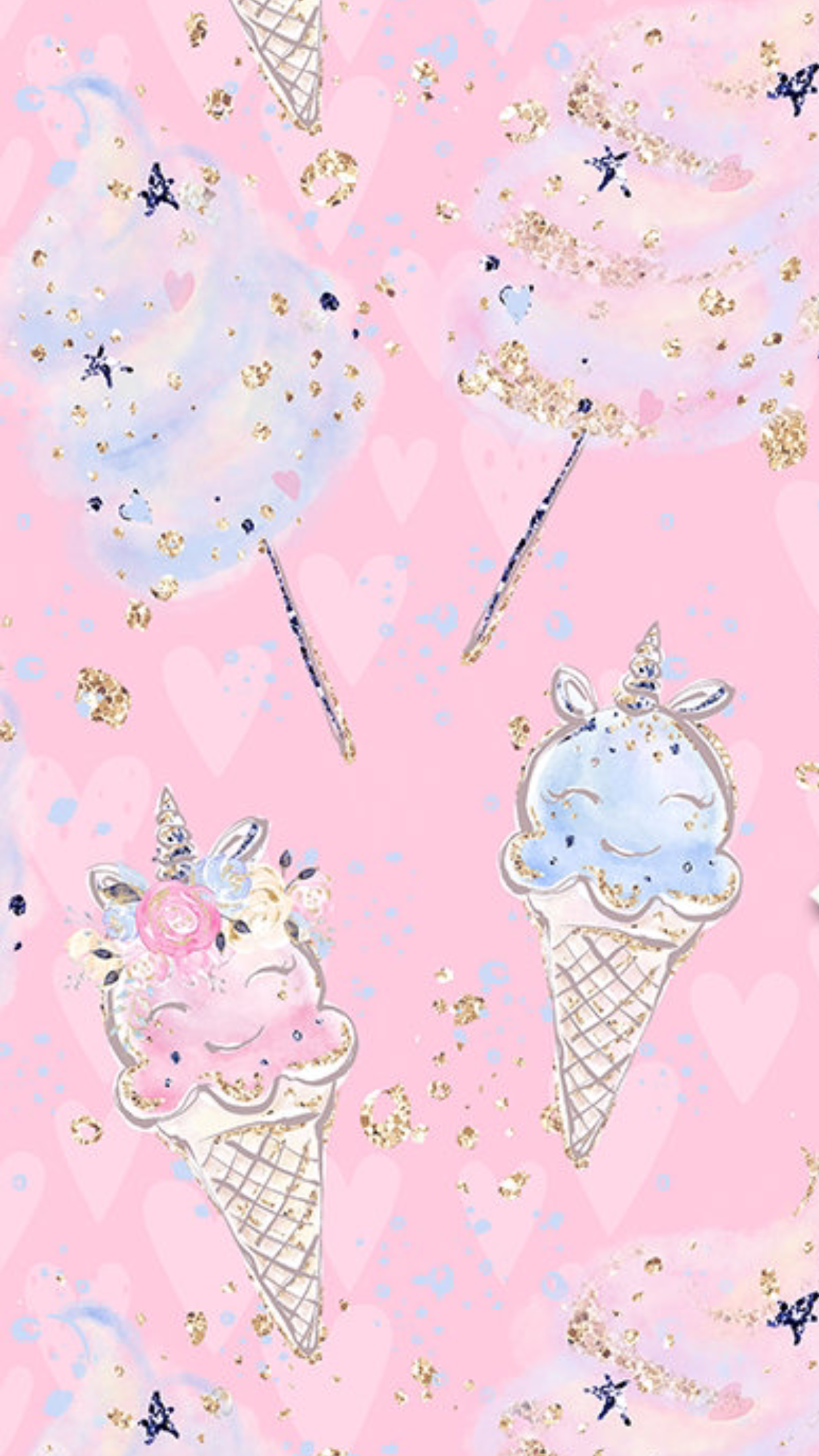 Ice cream and cotton candy. Unicorn wallpaper, iPhone wallpaper, Cute wallpaper