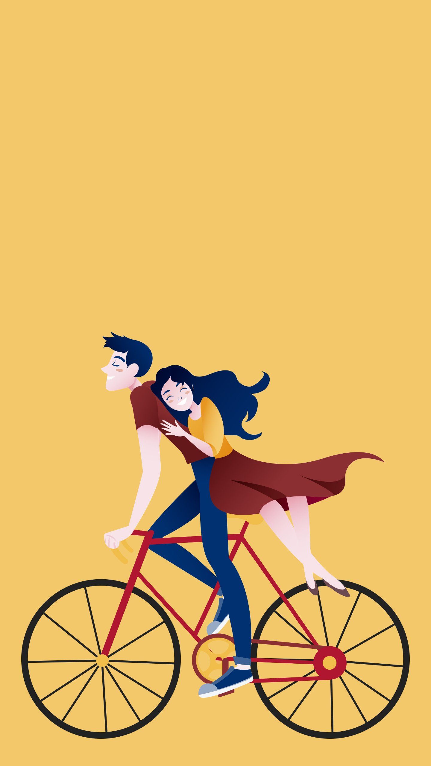 Couple Cycle Riding Wallpaper