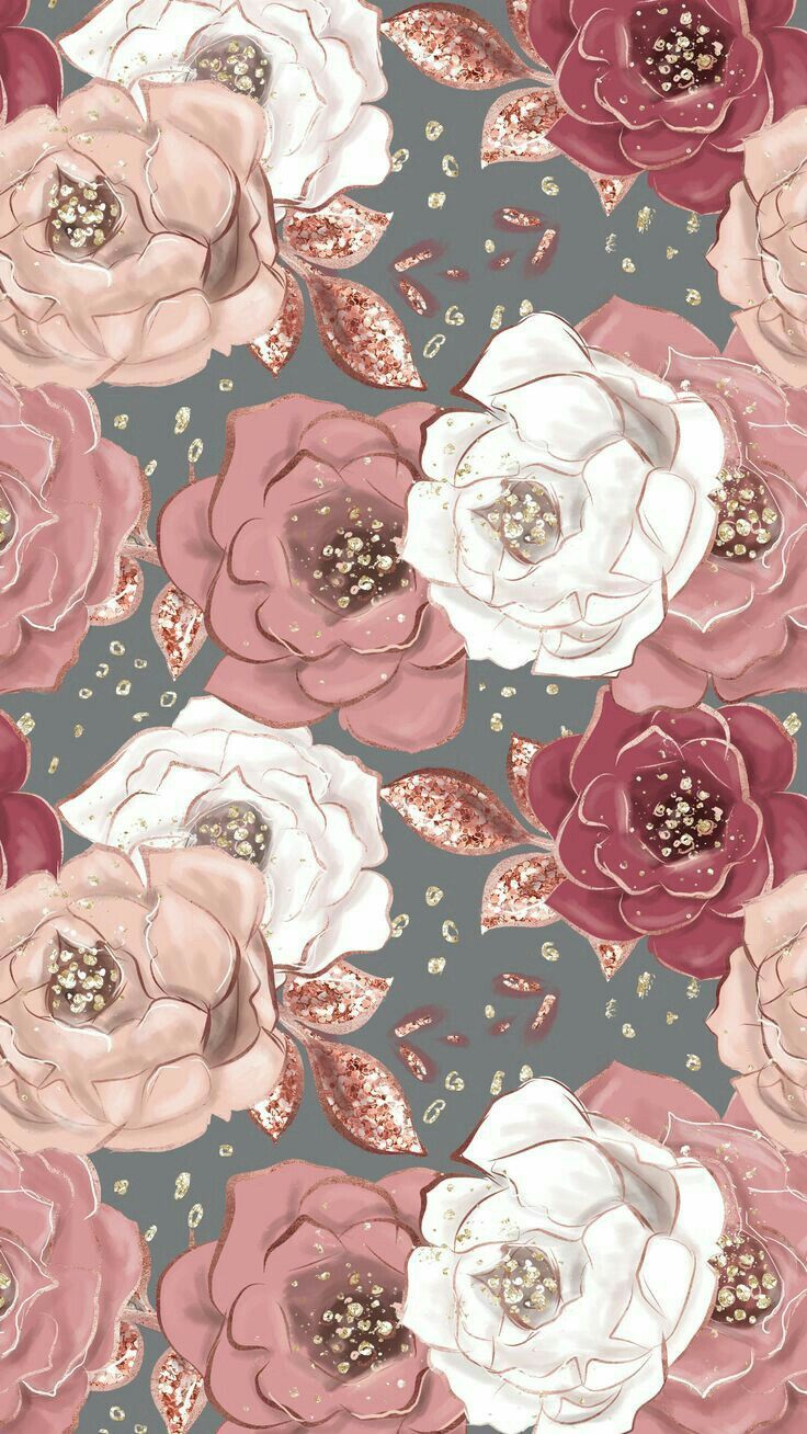 Pink & rose gold floral pattern. Gold wallpaper background, Rose gold wallpaper, Background phone wallpaper