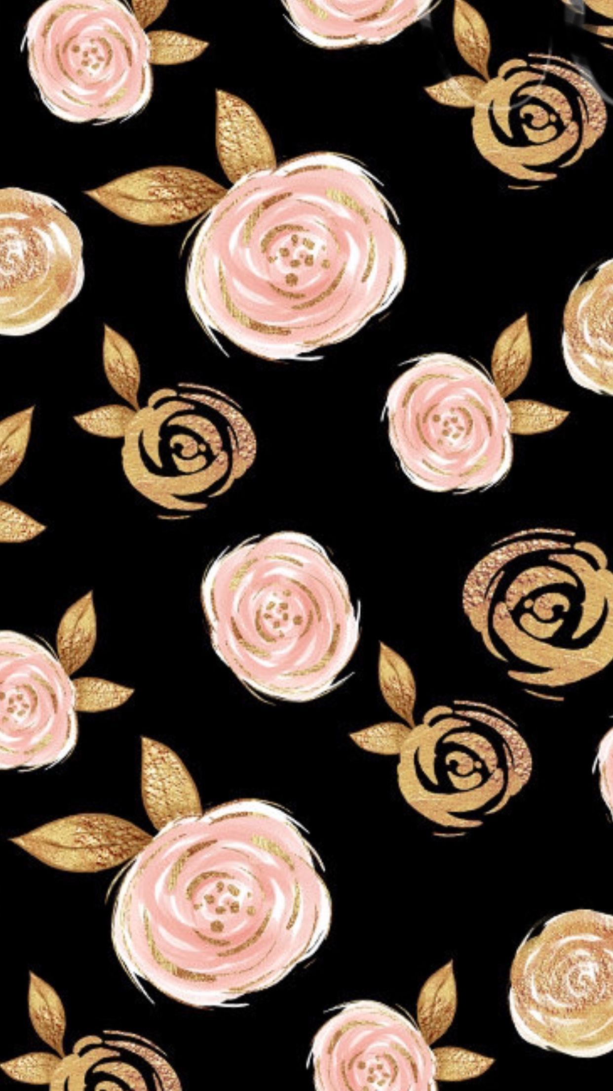 Wallpaper iPhone. Vintage flowers wallpaper, Rose gold wallpaper, Gold wallpaper background