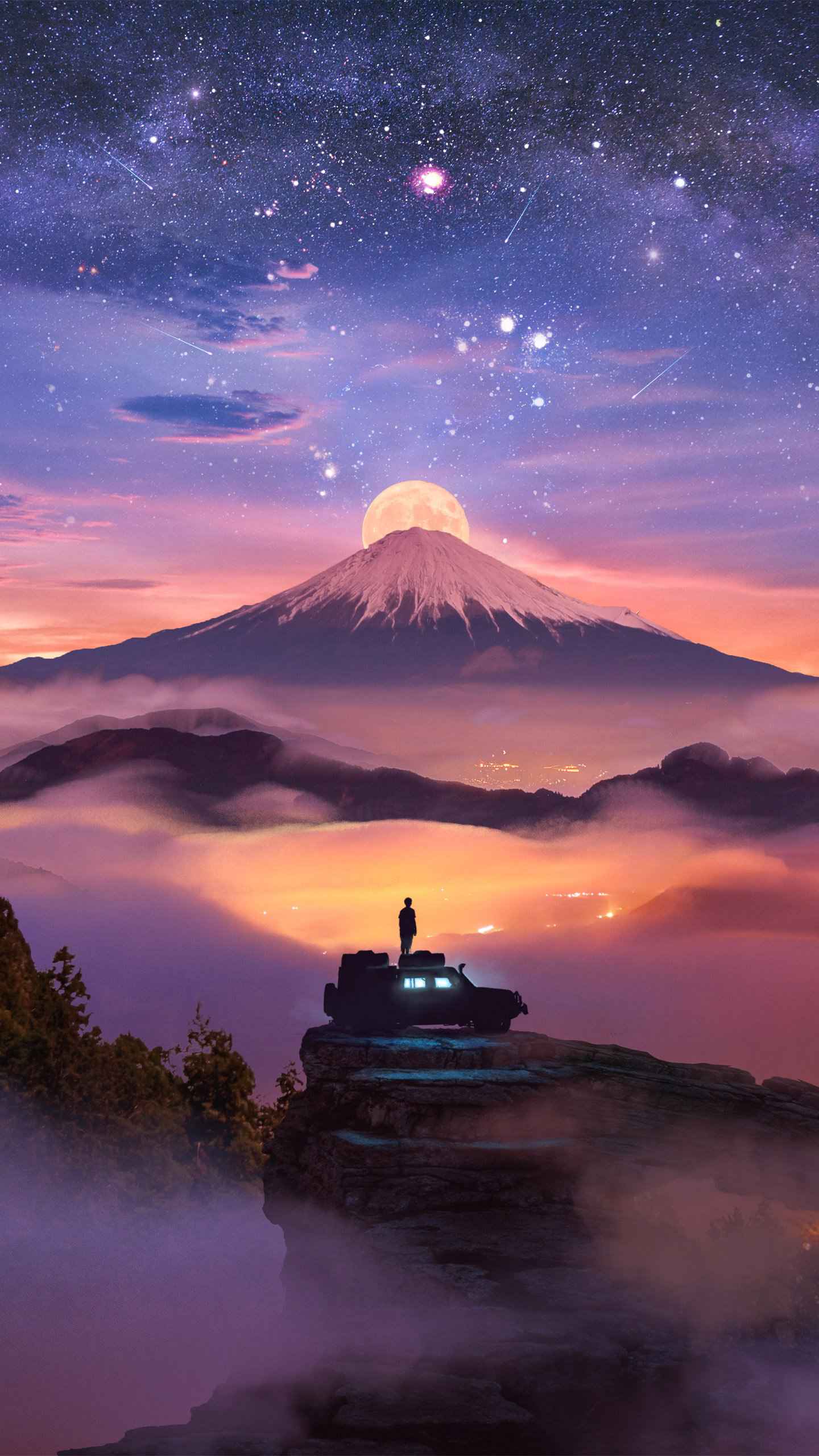 Volcano Moon iPhone Wallpaper