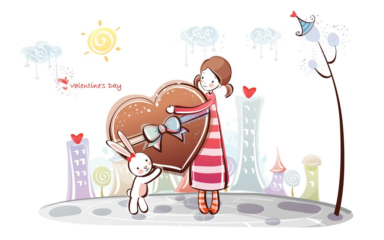 Valentine's day Wallpaper's Day Cartoon's Day Couple's Day Vector 1280x800 NO.29 Desktop Wallpaper