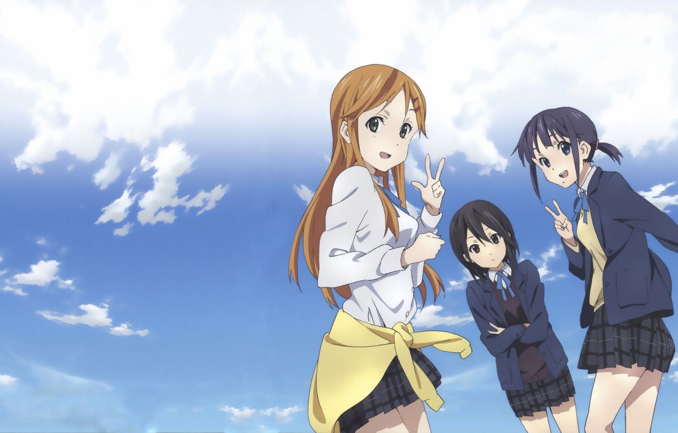 Wallpaper Anime, Yui Suggests Kiriyama, Iori Nagase, The sky., Kokoro Connect, Himeko Inaba image for desktop, section прочее