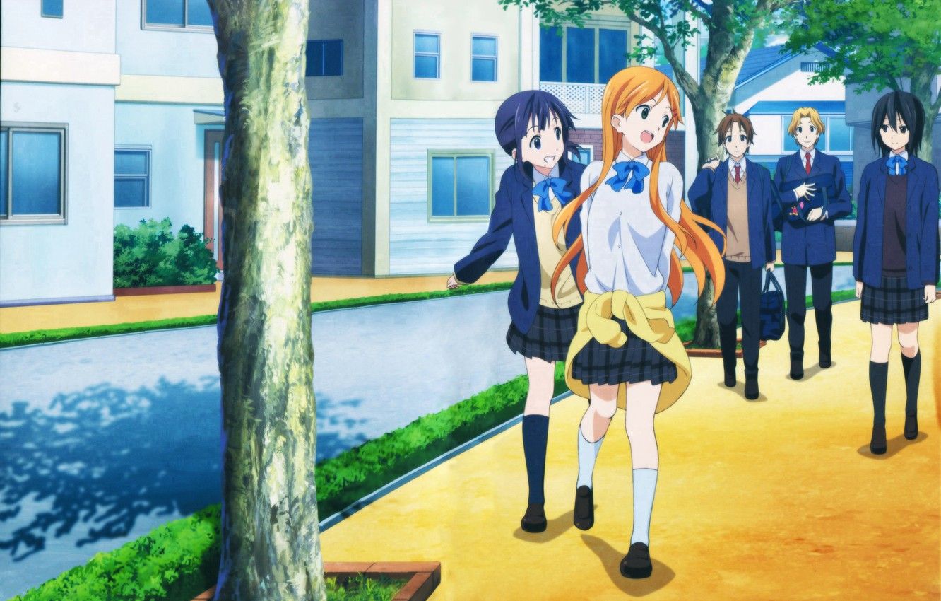 Wallpaper Anime, Yui Suggests Kiriyama, Iori Nagase, Kokoro Connect, Himeko Inaba, Tait Yaegasi, Yoshifumi Aoki. image for desktop, section прочее