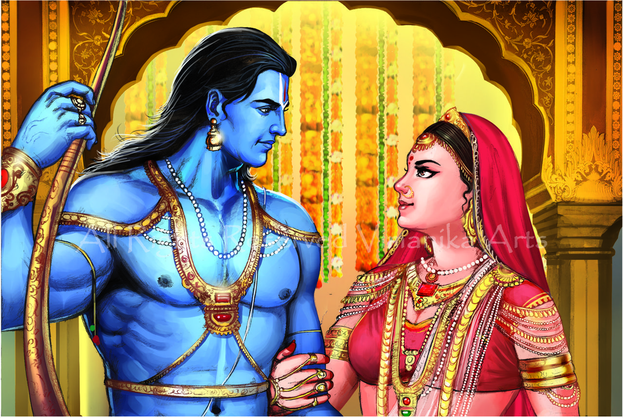 Ram Sita Marriage (PRT_6900_40687) Art Print X 24in. Shri ram photo, Lord rama image, Ram photo