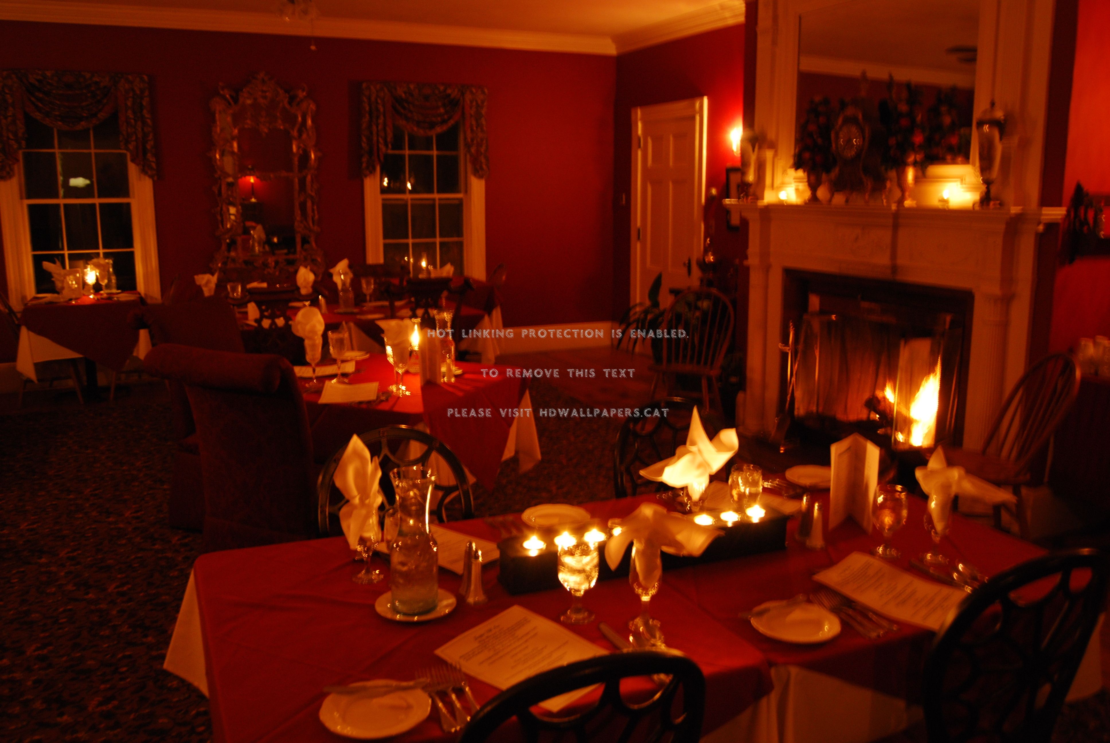 romantic dinner fireplace candle light love