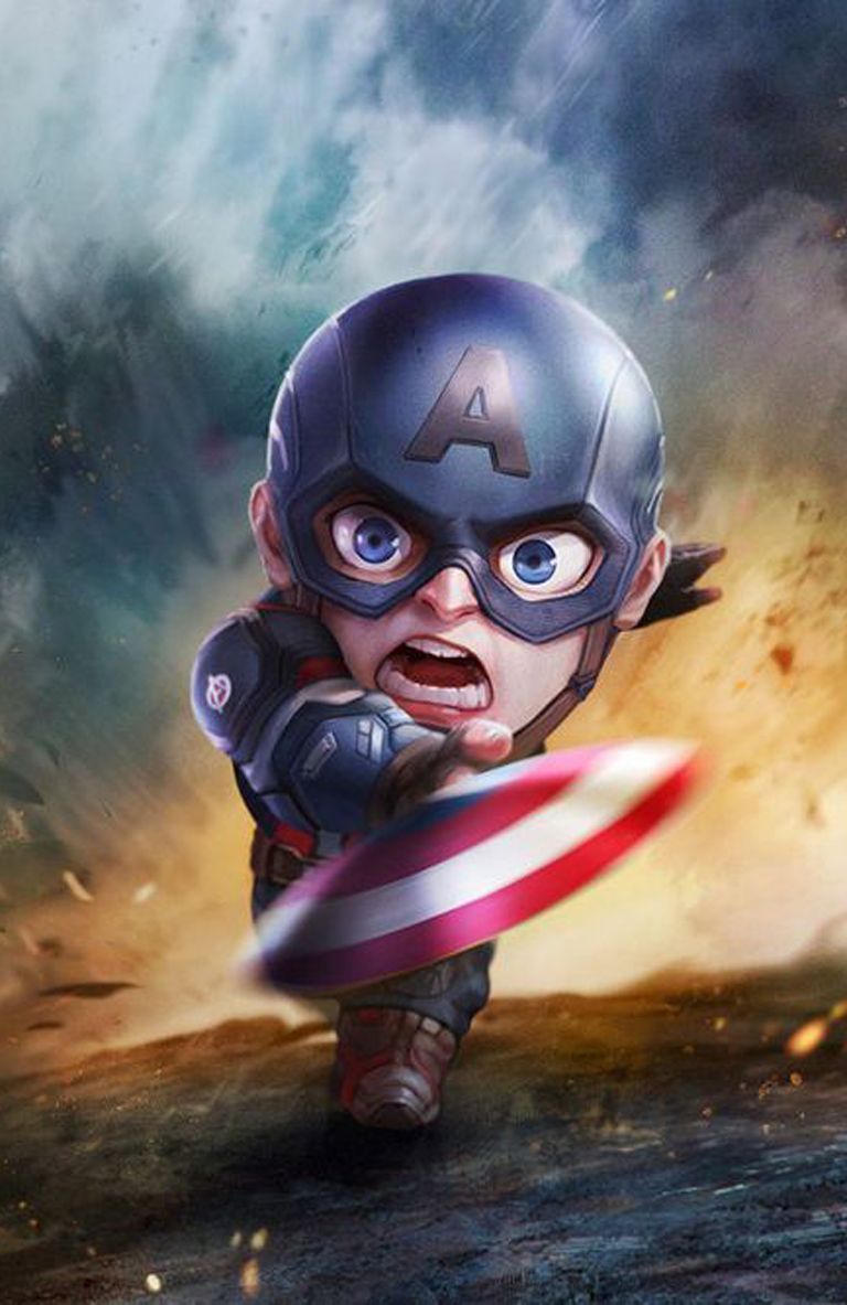 Chibi Heroes. Captain america, Seni melukis, Lukisan