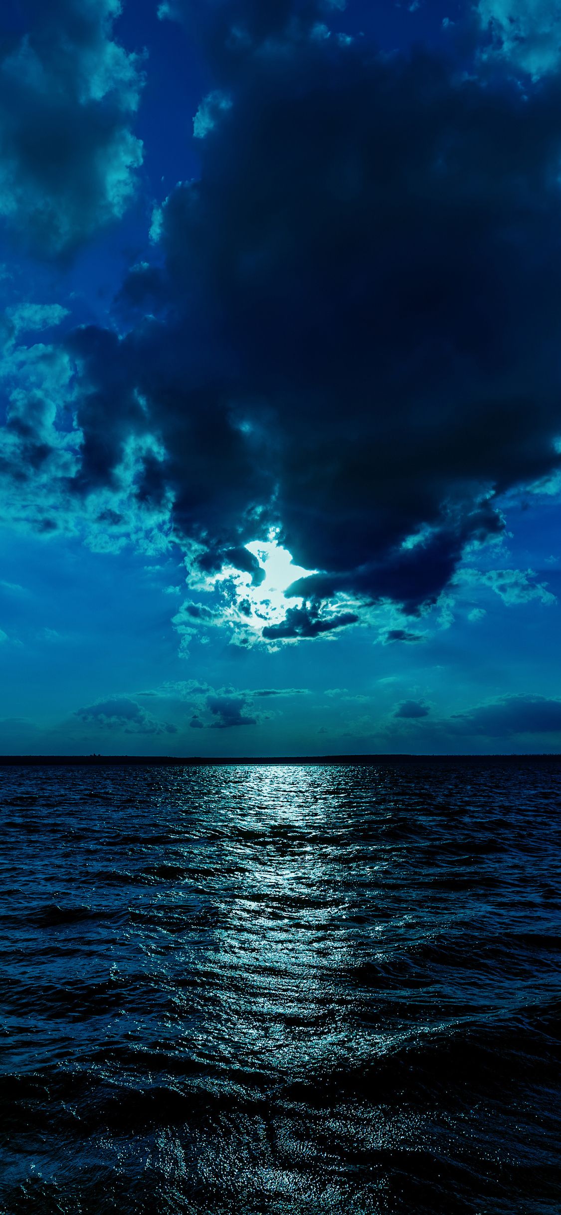 Night Moon Sea Sky Blue 4k iPhone XS, iPhone iPhone X HD 4k Wallpaper, Image, Background, Photo and Picture