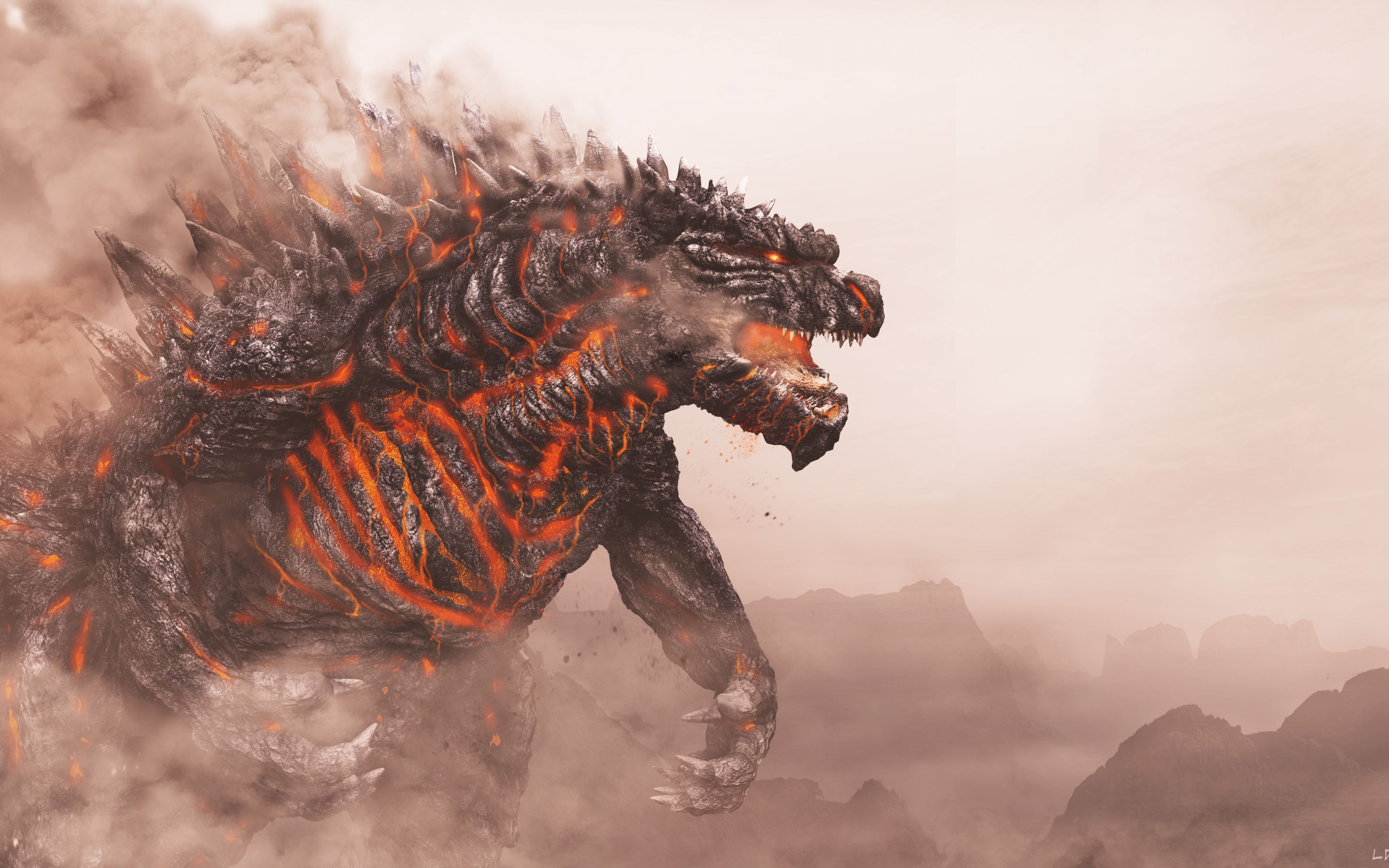 Download Godzilla, king of monster, artwork wallpaper, 3840x 4K Ultra HD 16: Widescreen