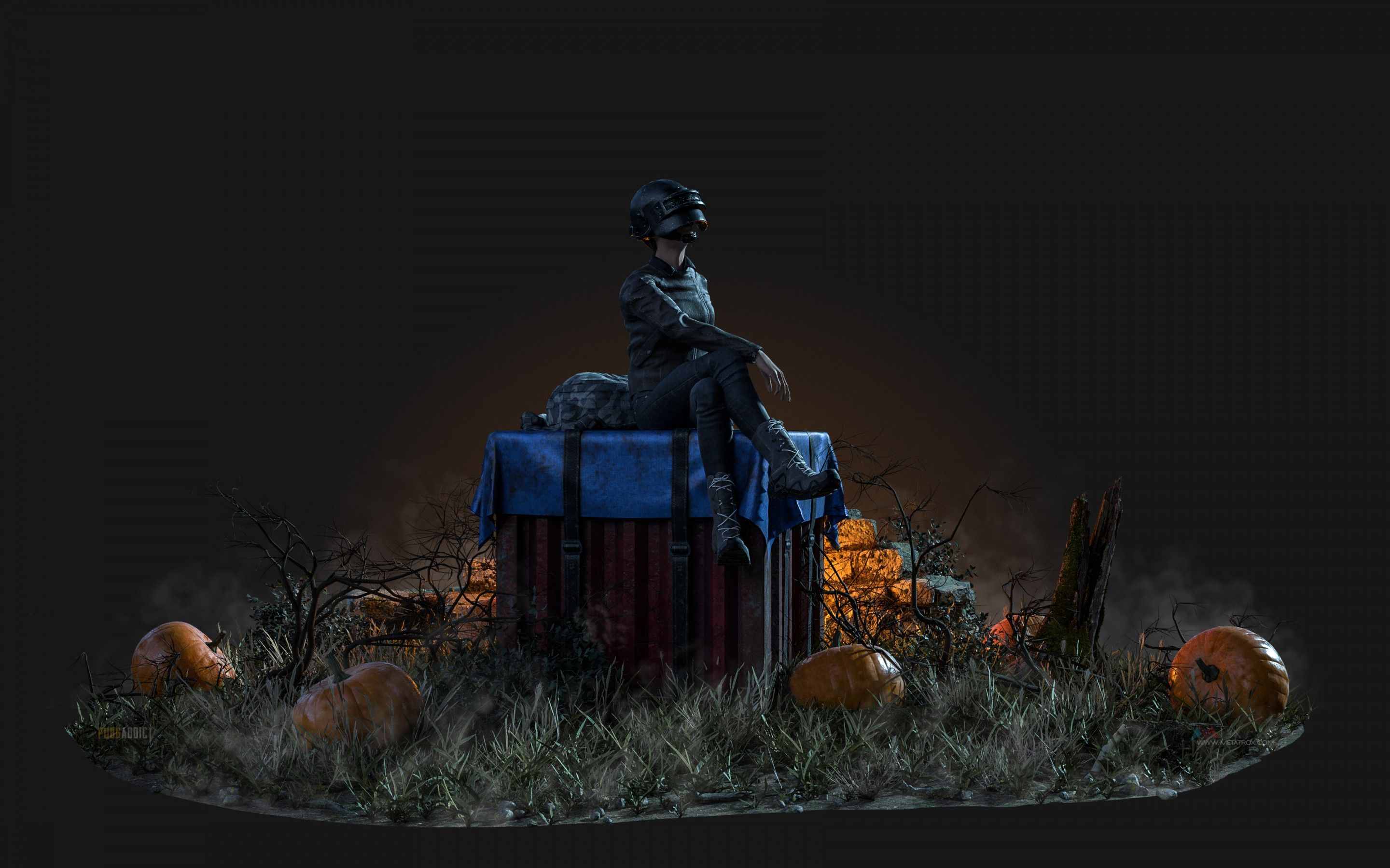PUBG 4K Wallpaper, Crate, Pumpkins, Games