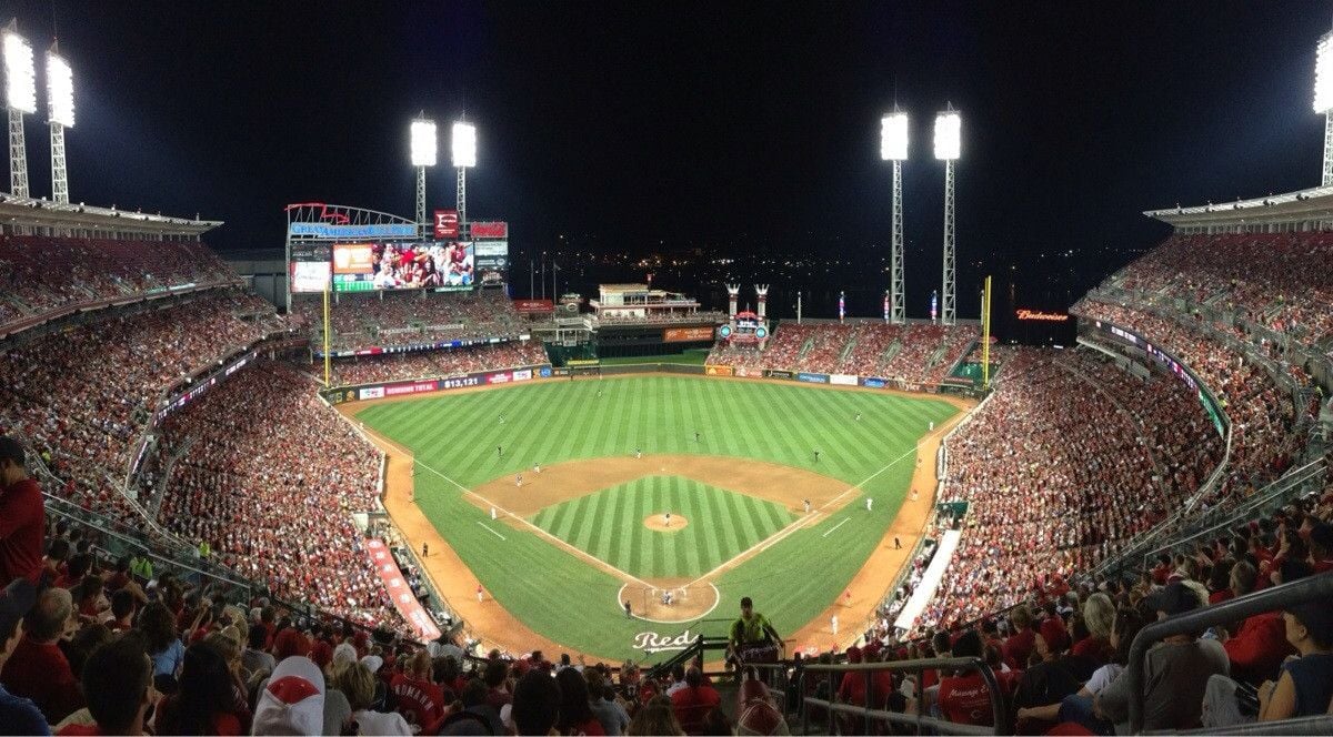 I took a panoramic photo of Great American Ballpark using my phone. I thought it turned out nice