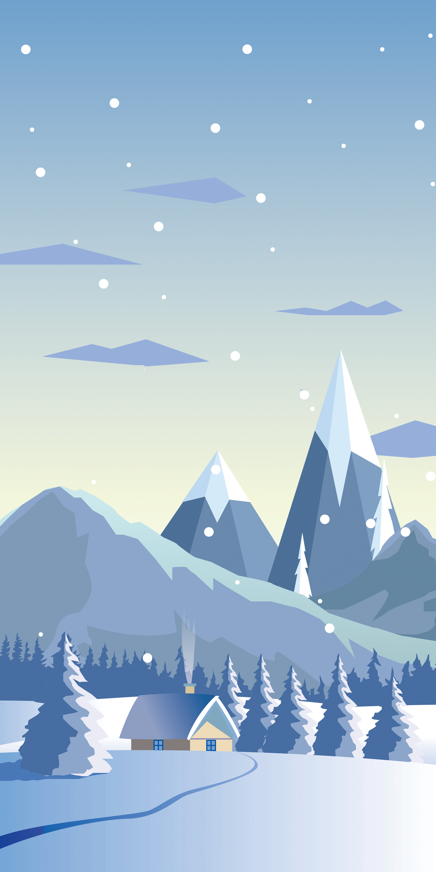 Snowy wallpaper illustrations for iPhone
