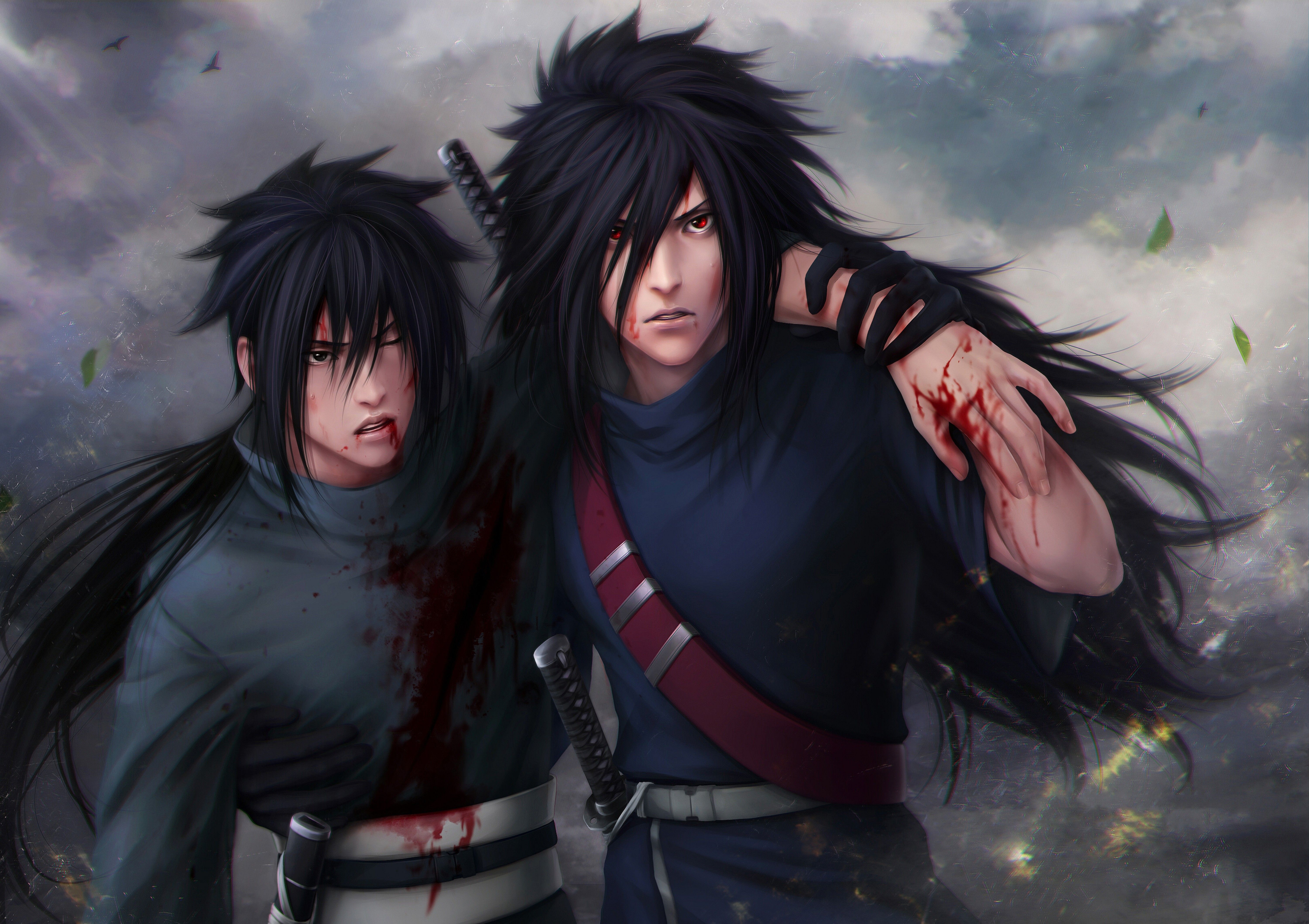 #Uchiha Madara, #digital art, #Uchiha Izuna, #anime, #Naruto Shippuuden, wallpaper