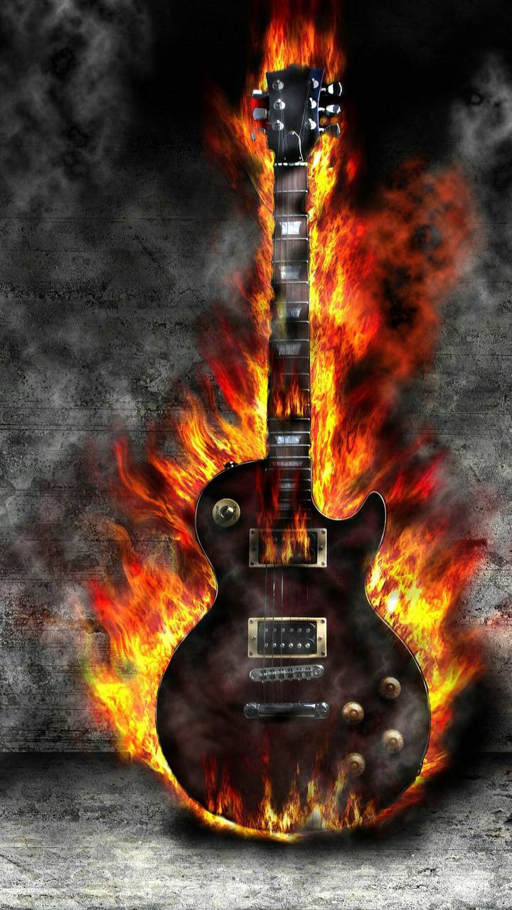 burning guitar wallpaper