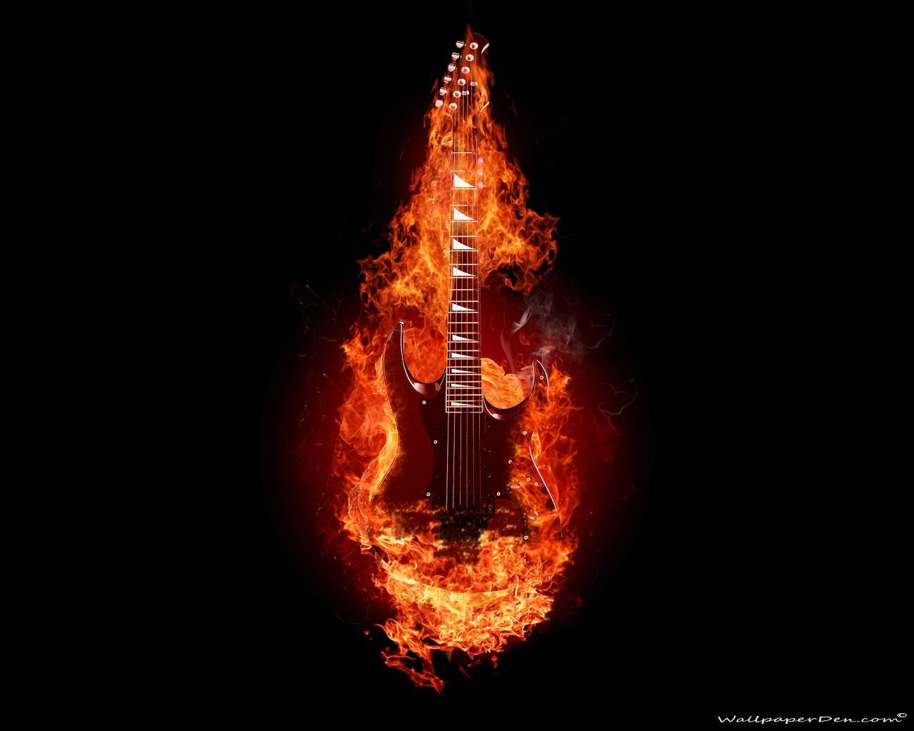 flaming guitar. Red and black wallpaper, Guitar image, Digital wallpaper
