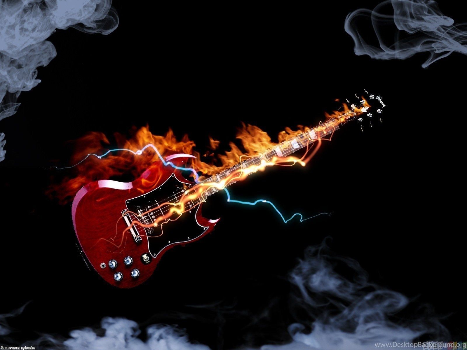 Guitar In Fire Wallpaper Desktop Background