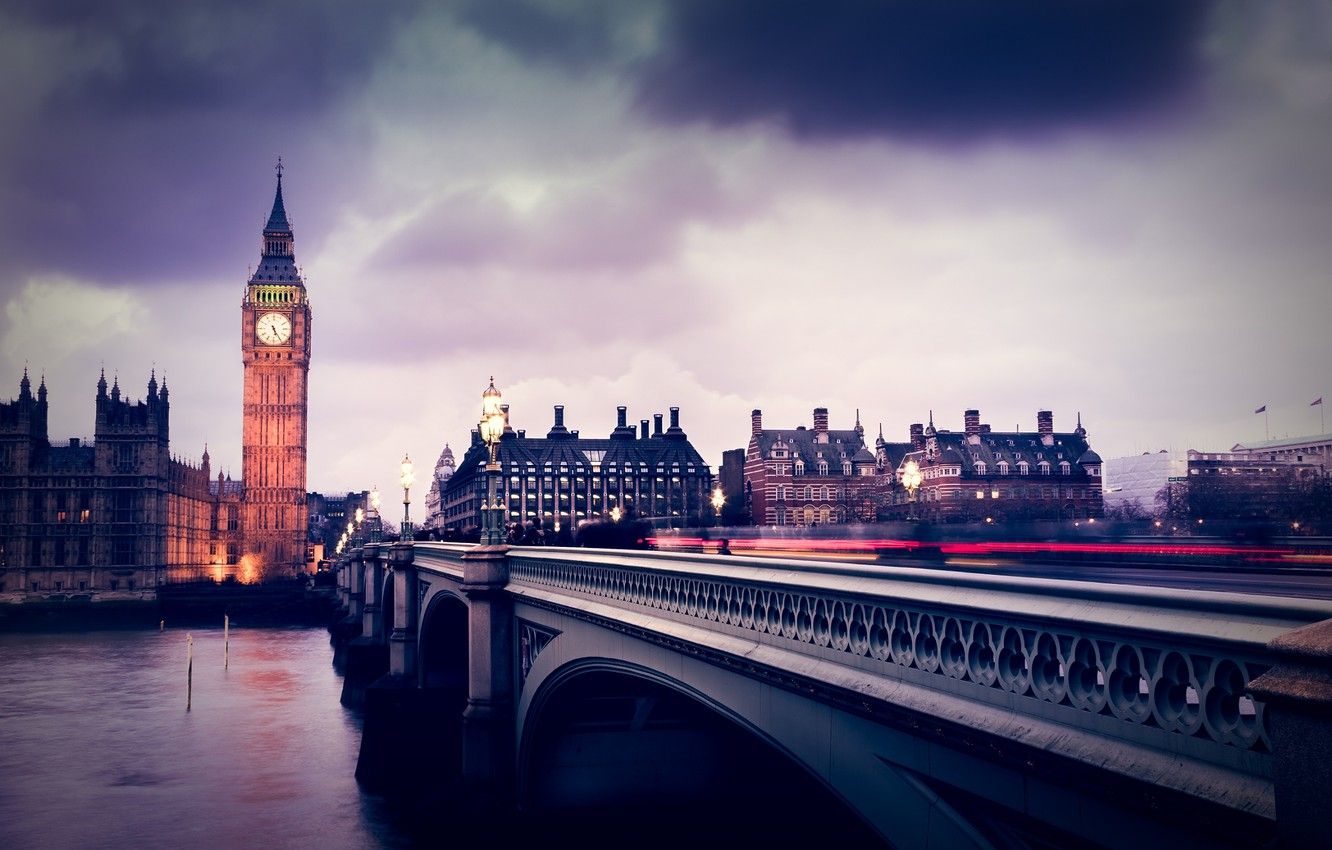 Wallpaper clouds, bridge, rain, London, excerpt, Big Ben image for desktop, section город