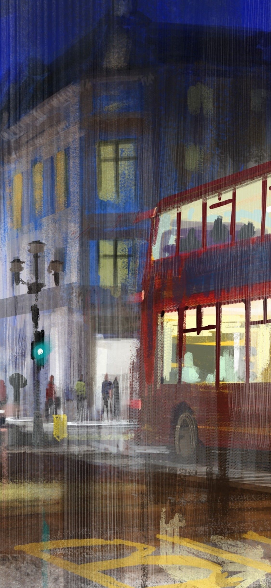Download 1125x2436 London, Artistic, Raining, Bus, Hoodie, City Wallpaper for iPhone 11 Pro & X