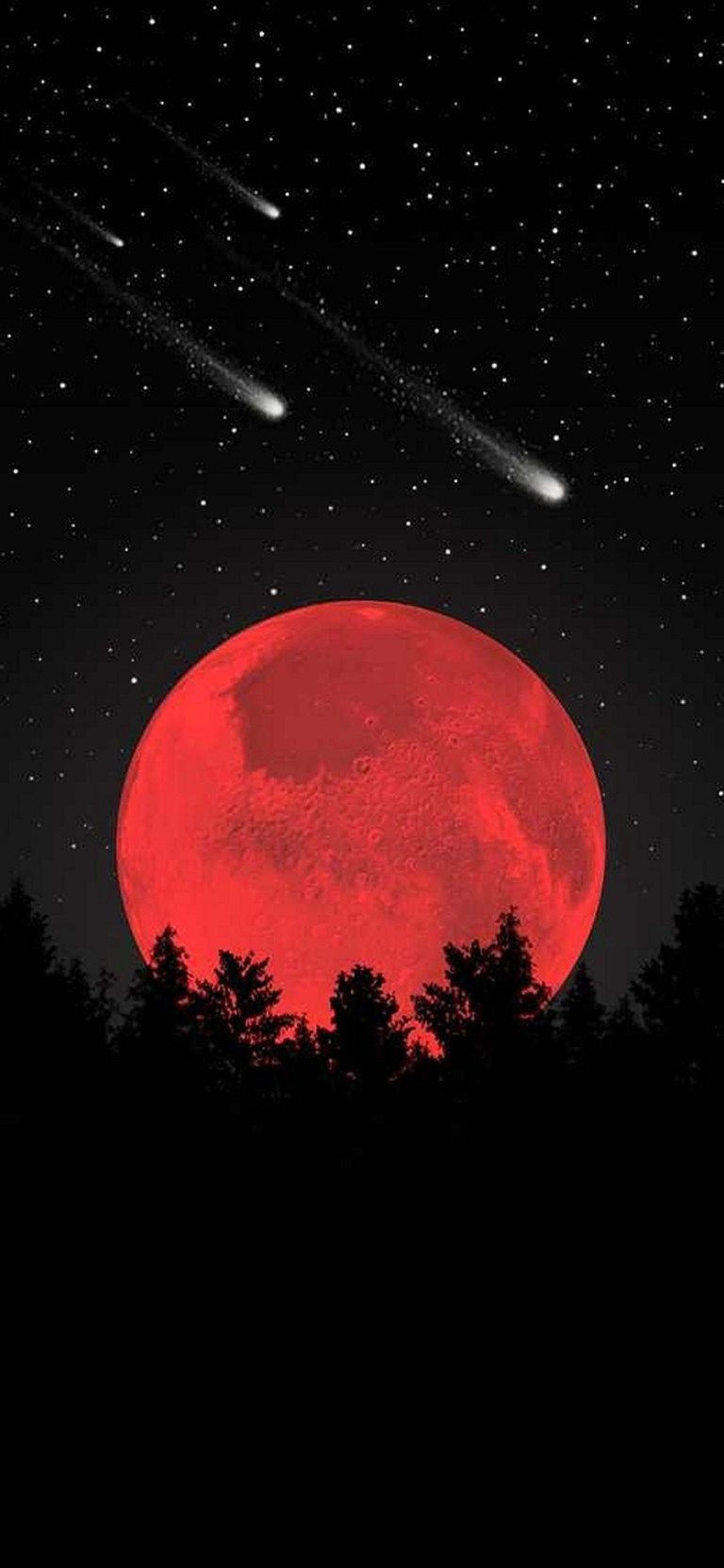 Red Moon Sky Nature Dark Black Android .traxzee.com