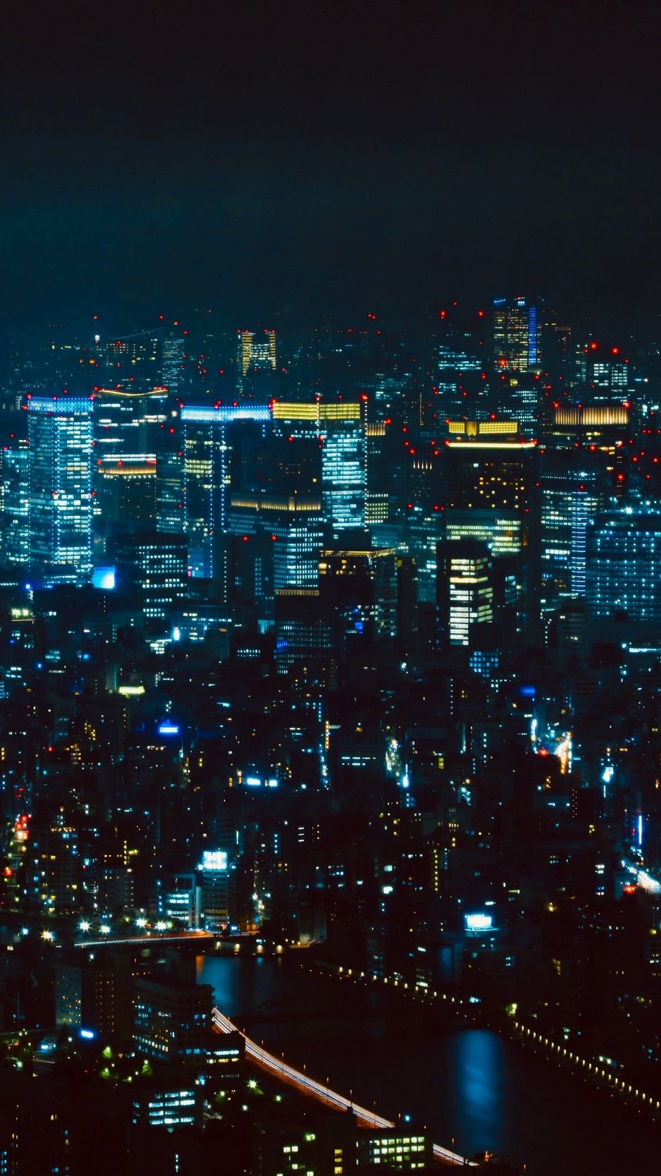Wallpaper Night City, Aerial View, Tokyo, City Lights, Night Wallpaper 4k HD Wallpaper