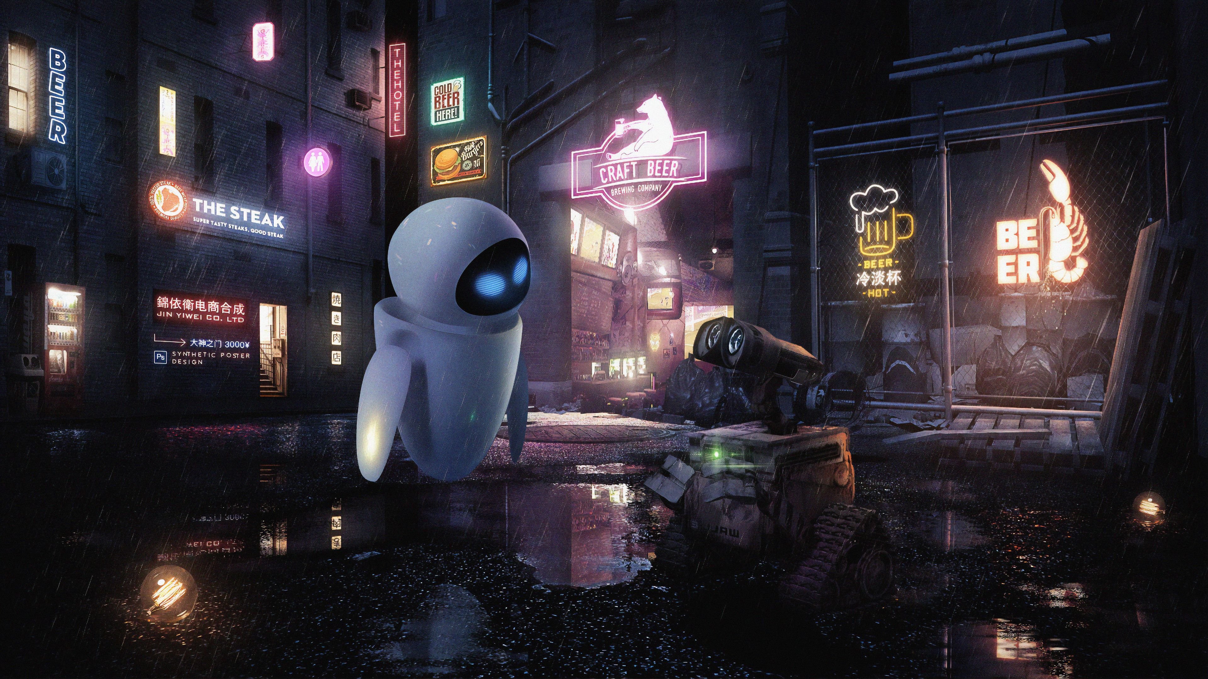 Wall E, robot pair, movie wallpaper. Movie wallpaper, Wallpaper, Wall e eve