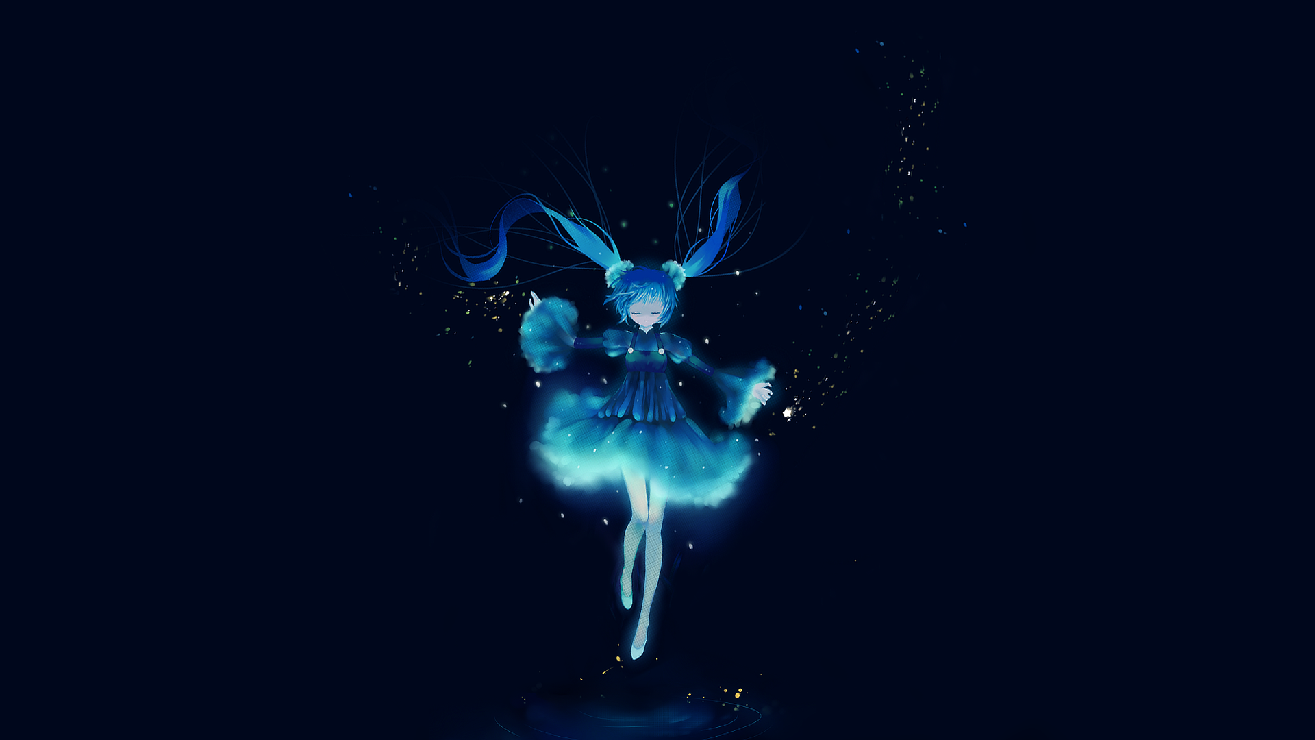 Vocaloid Hatsune Miku Anime Girls Blue Background Blue Wallpaper:1920x1080