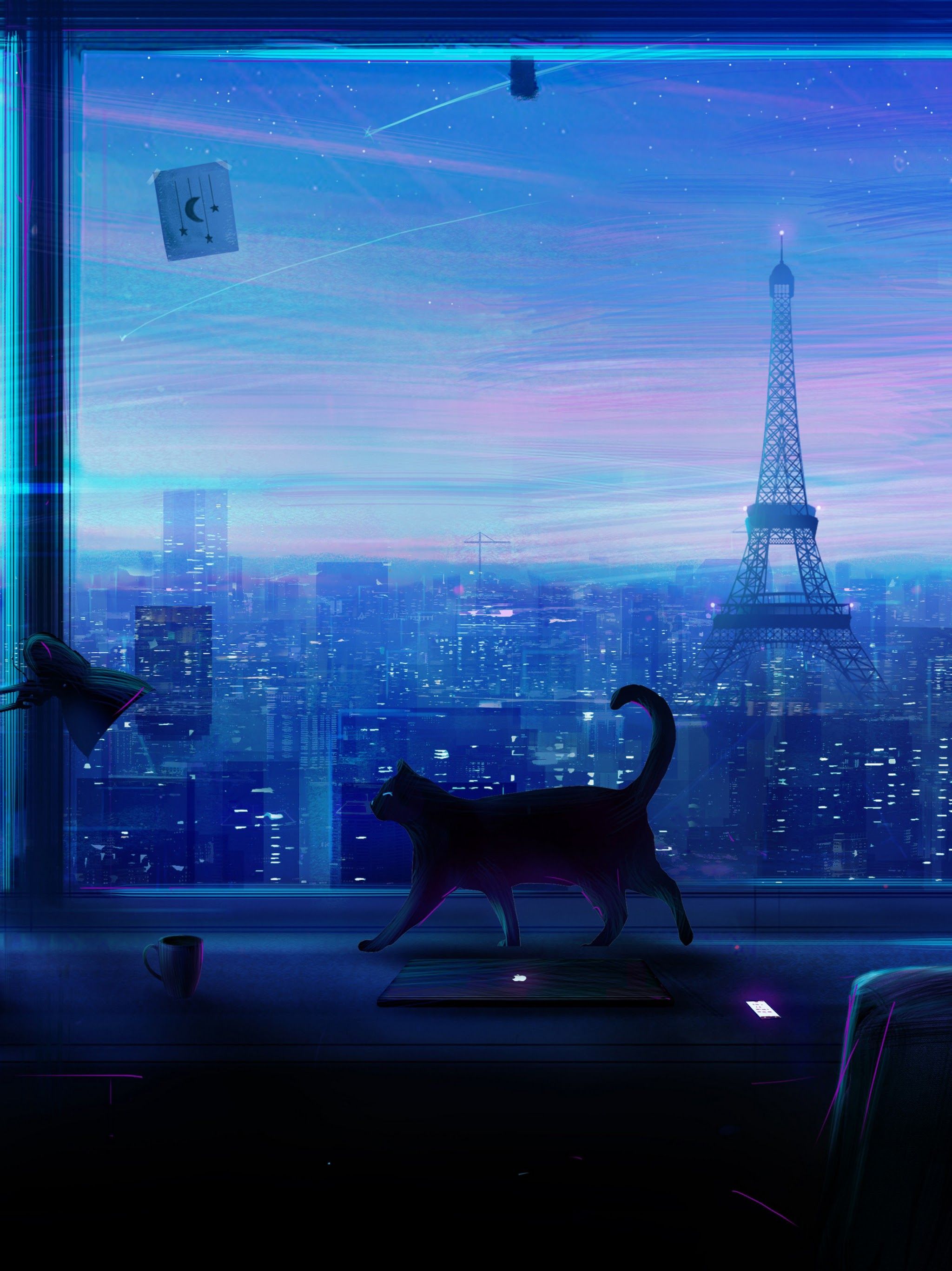 City Night Anime Scenery Wallpaper Wallpaper HD