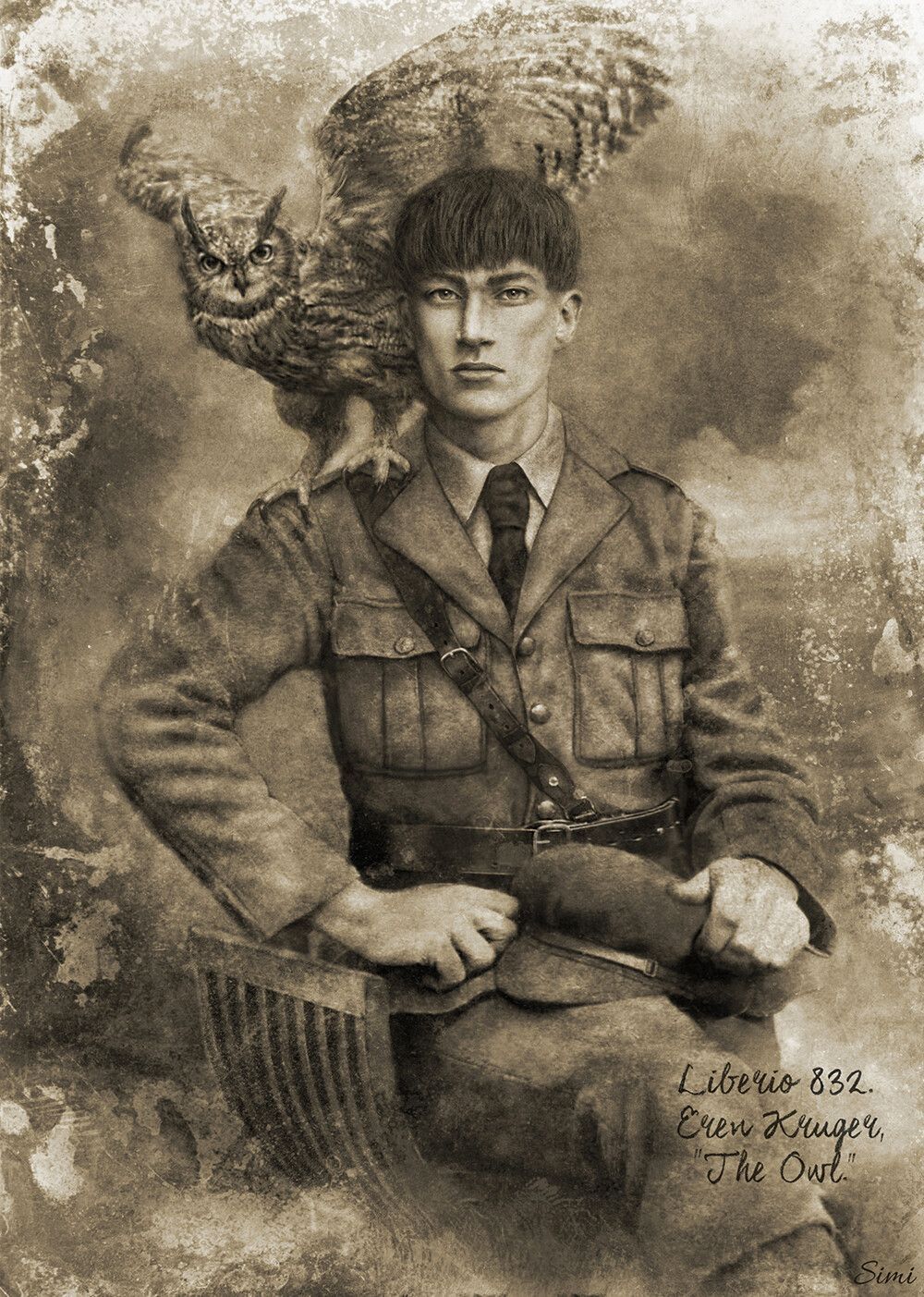 Eren Kruger, the Owl,. Simi. Attack on titan art, Attack on titan anime, Attack on titan fanart