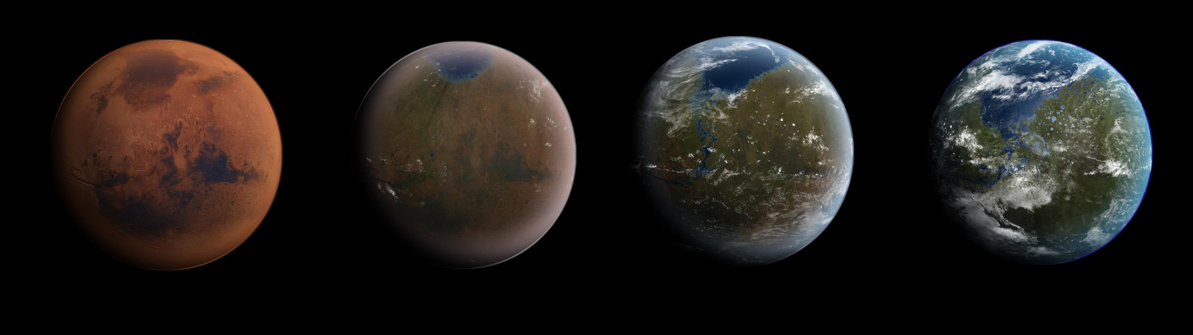 Mars Terraforming Process [3840x1080]