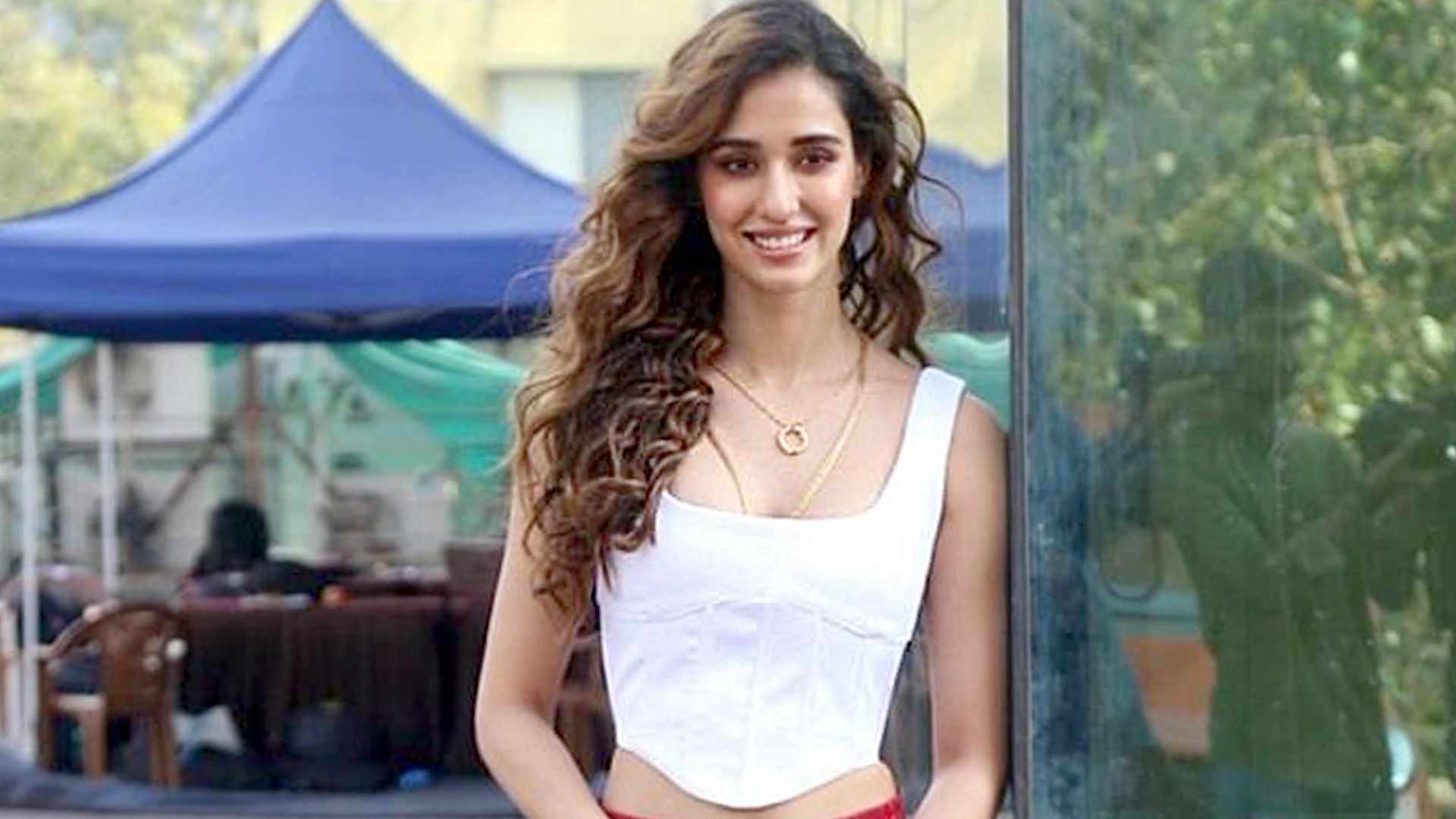 white crop top + shorts look like Disha .vogue.in