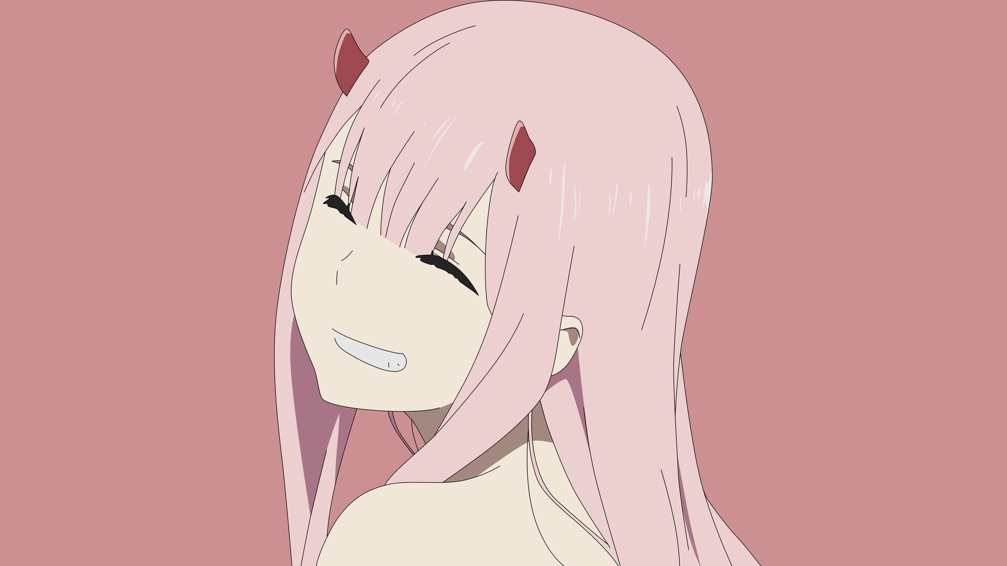 Darling in the FranXX Zero Two (Darling in the FranXX) #Code:002 anime girls pink hair K #w. Pink wallpaper anime, Cute desktop wallpaper, Pink wallpaper kawaii